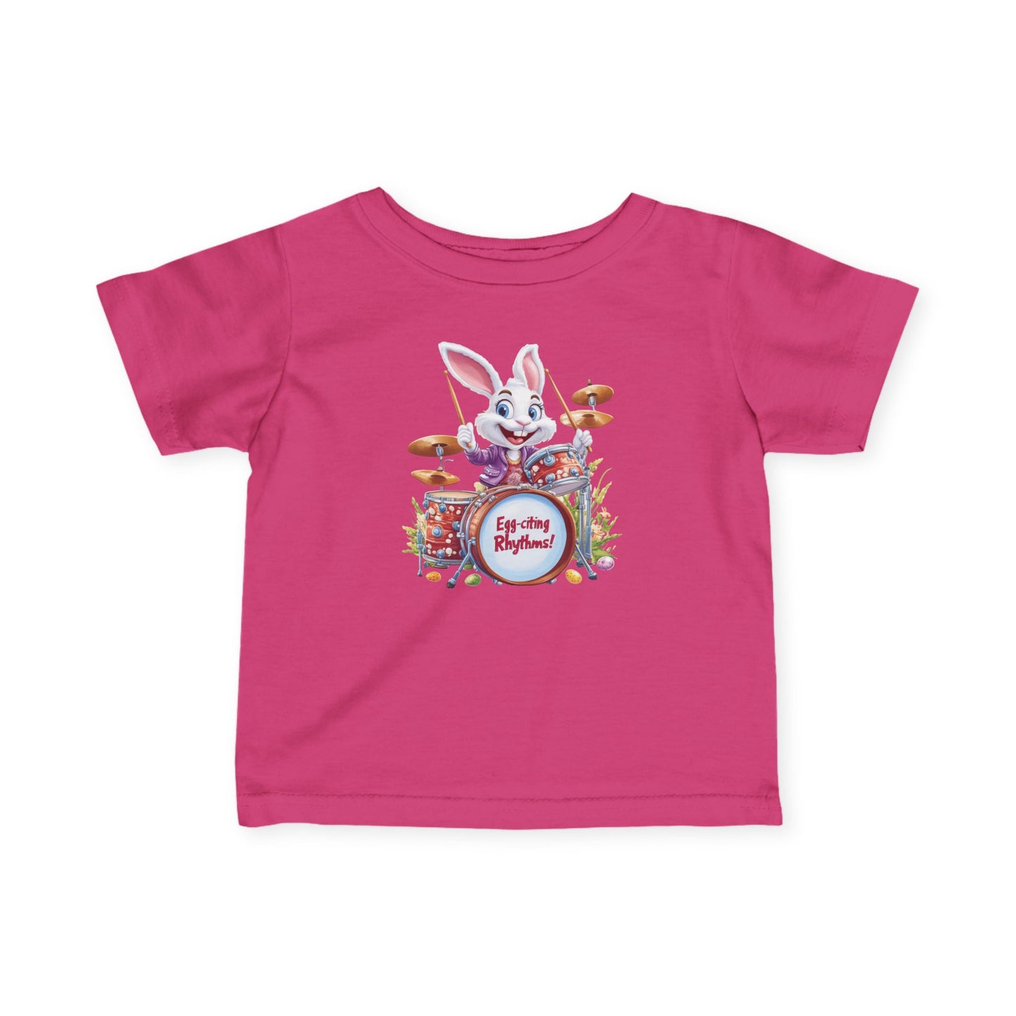 Baby Easter Bunny Drummer Tee - Cute Infant Music Shirt for 6-24 Months, Fun Spring Gift for Babies, Adorable Bunny Playing Drums