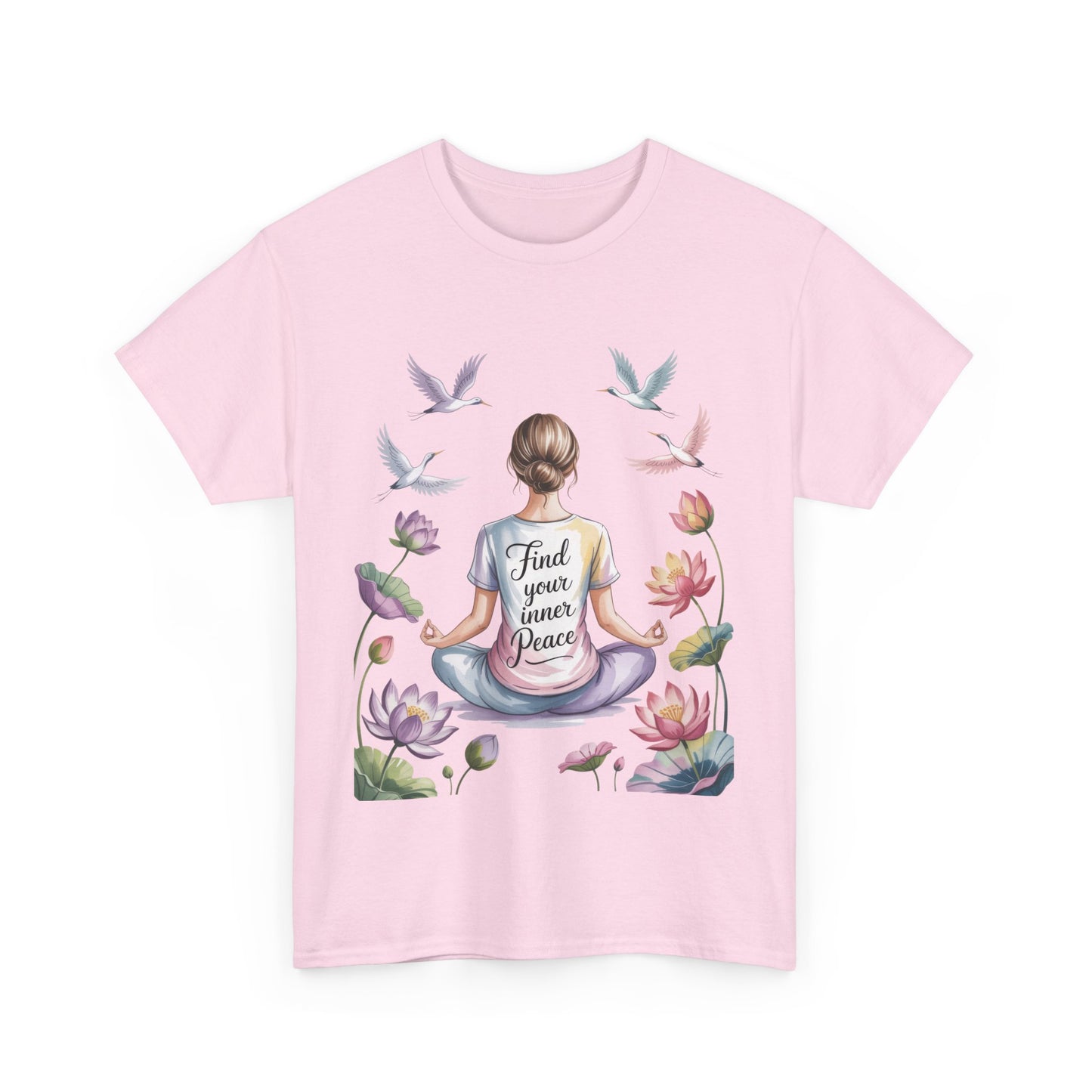 Find Your Inner Peace Womens Heavy Cotton Tee, Motivational Shirt, Meditation Apparel, Relaxation Gift, Casual Wear, Mindfulness Tee
