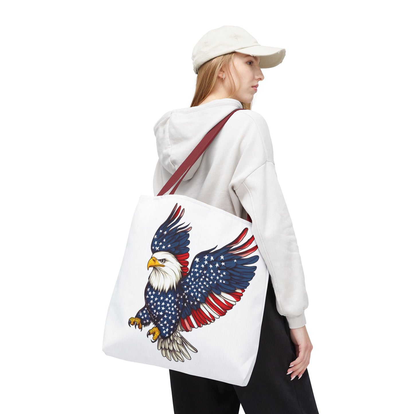 Patriotic Eagle Tote Bag, AOP, Perfect for July 4th, Festivals, Eco-Friendly Shopping, Gift for Nature Lovers, large canvas bag, beach bag