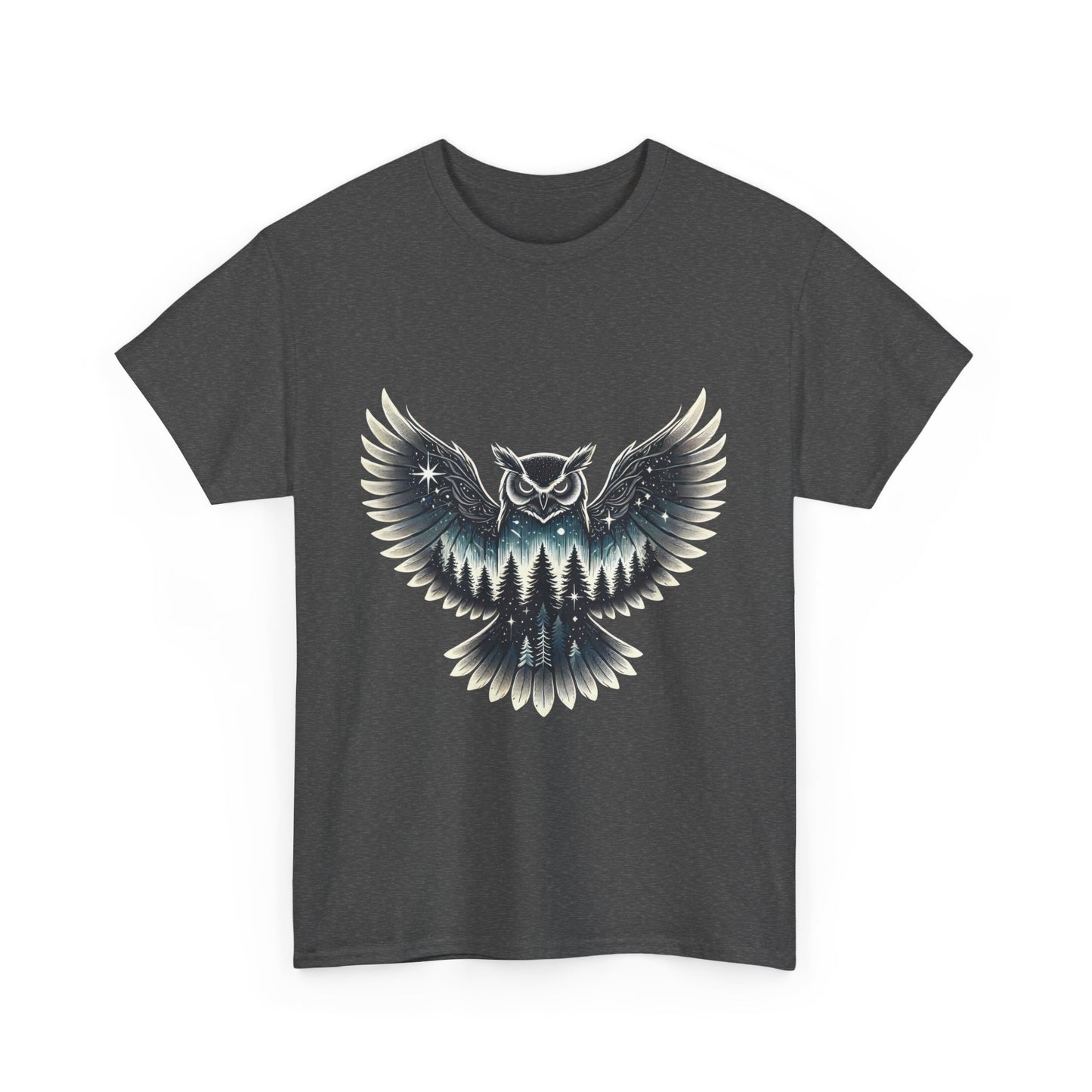 Mystical Owl Graphic Tee, Wildlife Lover Gift, Nature Shirt, Festival Wear, Boho Style, Night Bird Graphic T-Shirt