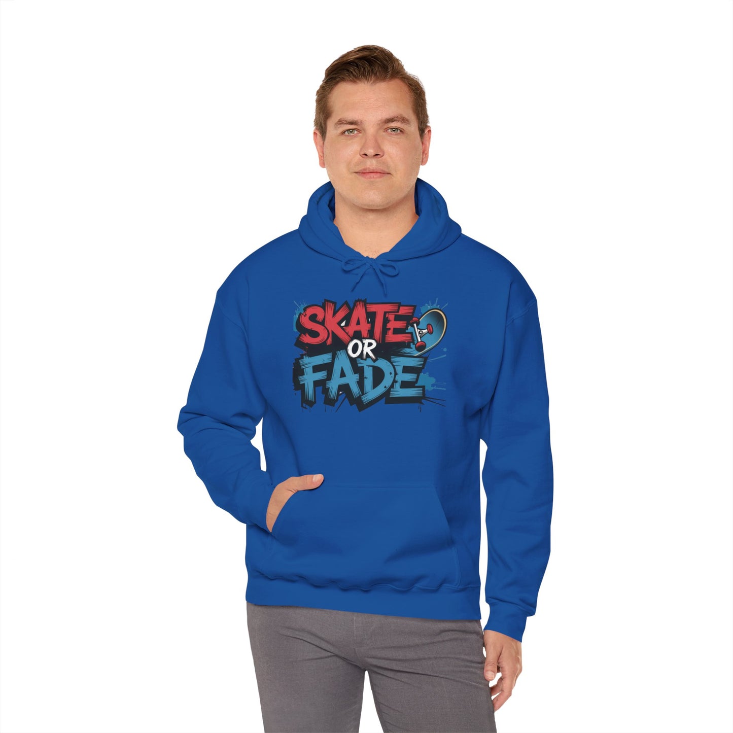Skate Or Fade Men's Hoodie, Graffiti Skateboarding Pullover, Urban Streetwear Hoodie for Skaters