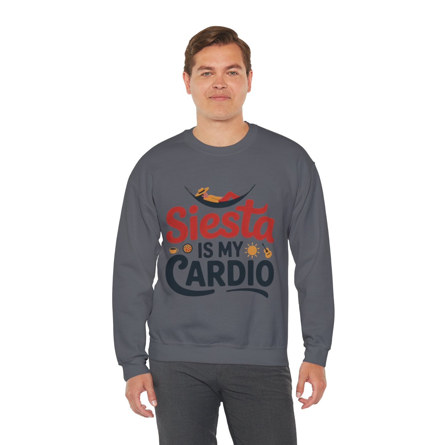 Men's Heavy Blend™ Crewneck Sweatshirt, Siesta Is My Cardio Funny Mens Sweatshirt Spain Gift