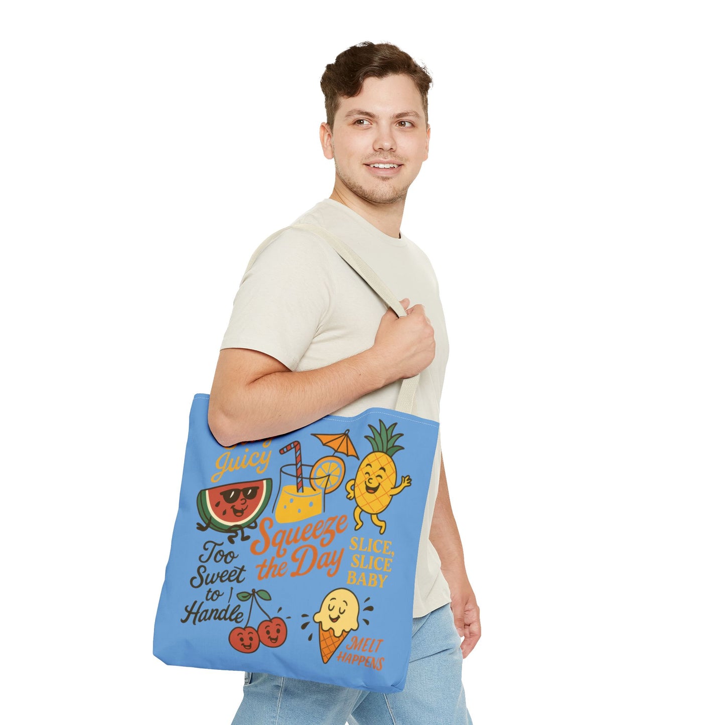 Juicy Summer Tote Bag, Fun Beach Carryall, Perfect for Grocery Shopping, Reusable Market Tote, Cute Gift for Fruit Lovers, Large Tote Bag