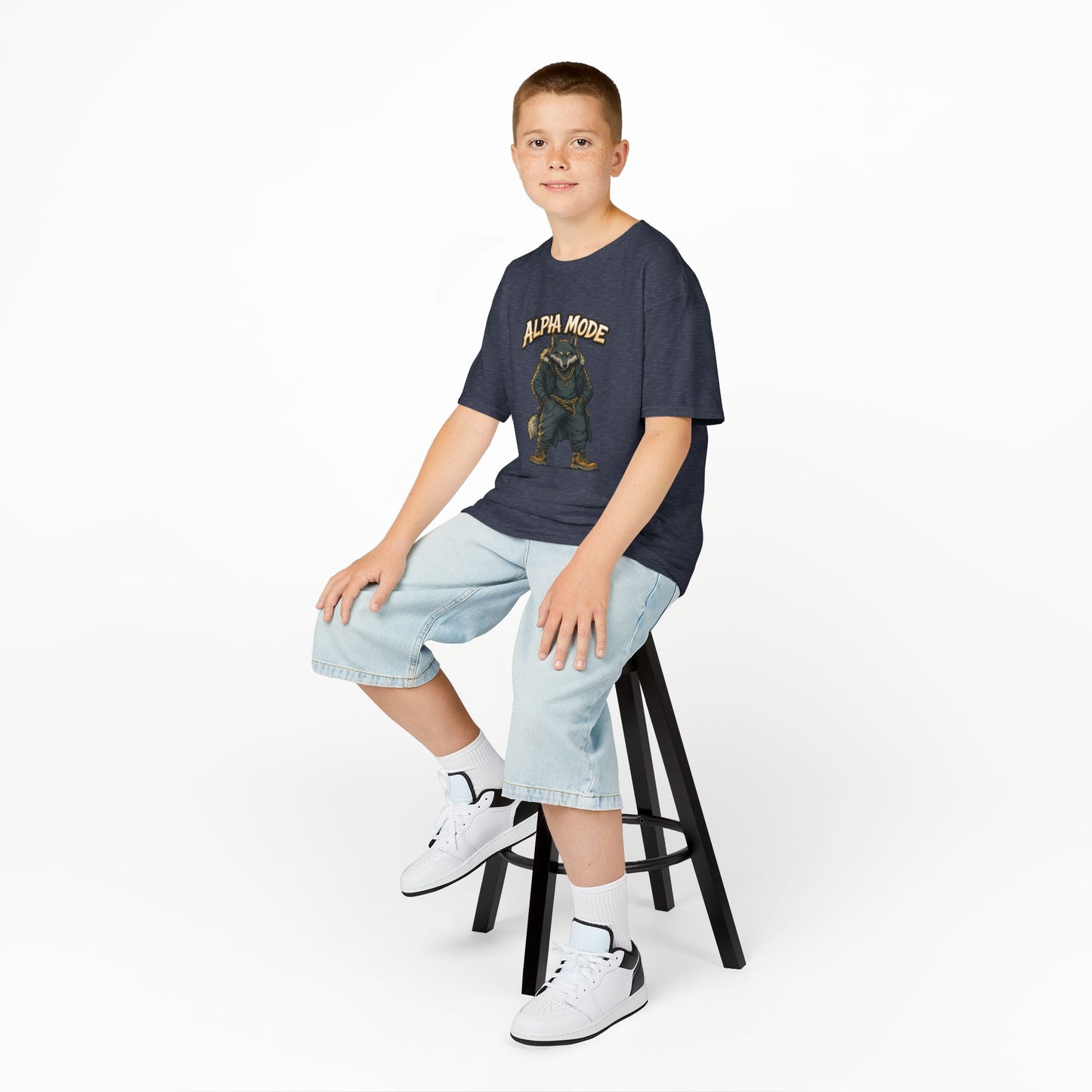 Alpha Mode Teen Wolf Shirt, Cool Youth Graphic Tee, Hip Hop Savage Wolf Tee, Graphic Kids Tee, Alpha Teen Streetwear, Wolf Gift for Teens