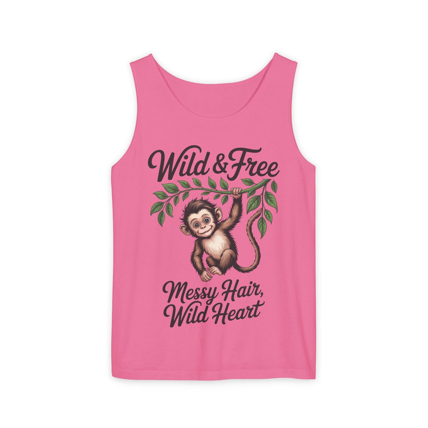 Wild & Free Monkey Tank Top, Messy Hair Wild Heart Womens Tank, Cute Jungle Animal Shirt, Boho Adventure Tank, Fun Nature Lover Gift