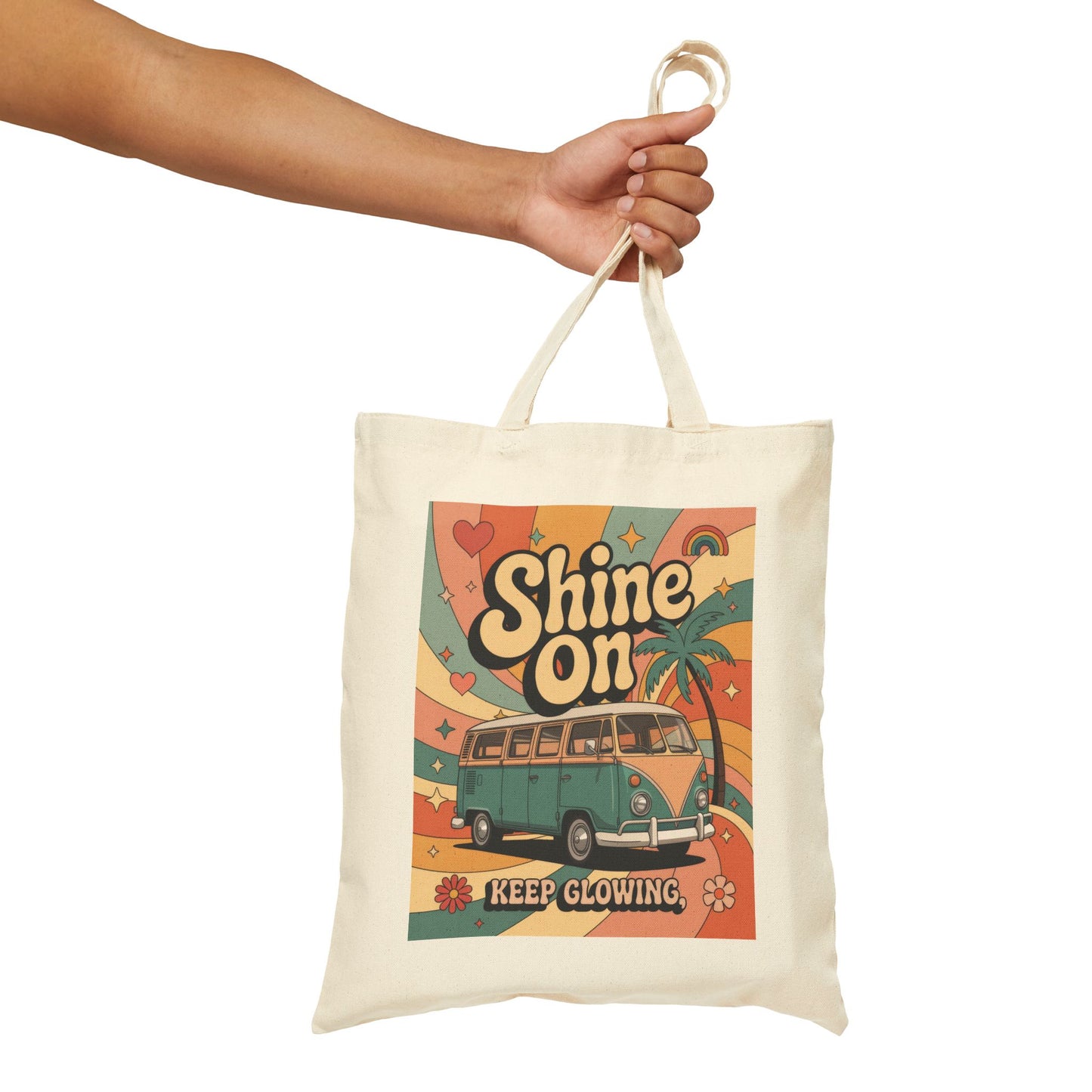 Retro Sunshine Tote Bag, Eco-Friendly Shopper, Beach Bag, Gift for Him/Her, Festival Carryall, Summer Vibes