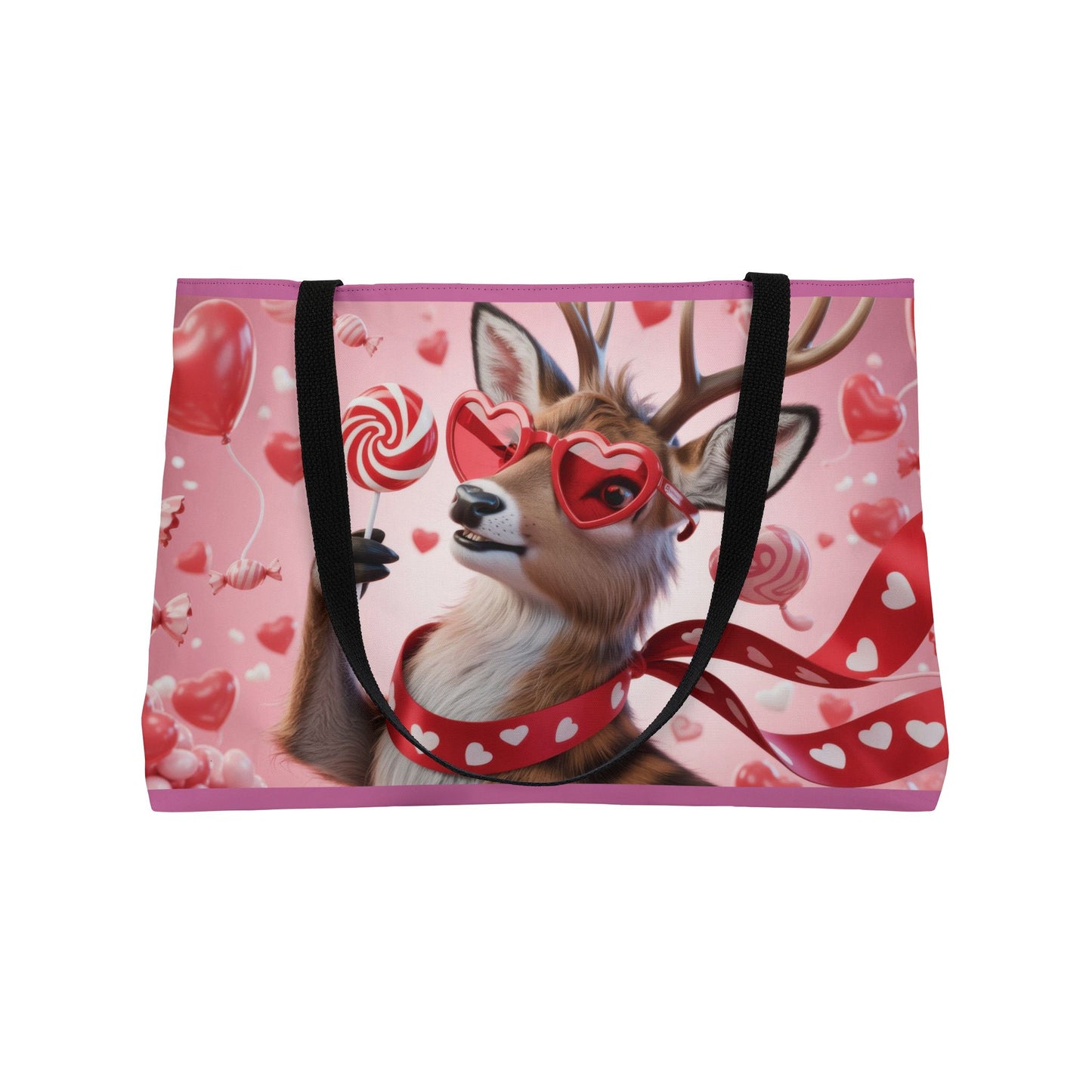 Valentine's Day Weekender Tote Bag, Cute Animal Tote, Gifts for Her, Reusable Shopping Bag, Travel Bag, Everyday Use