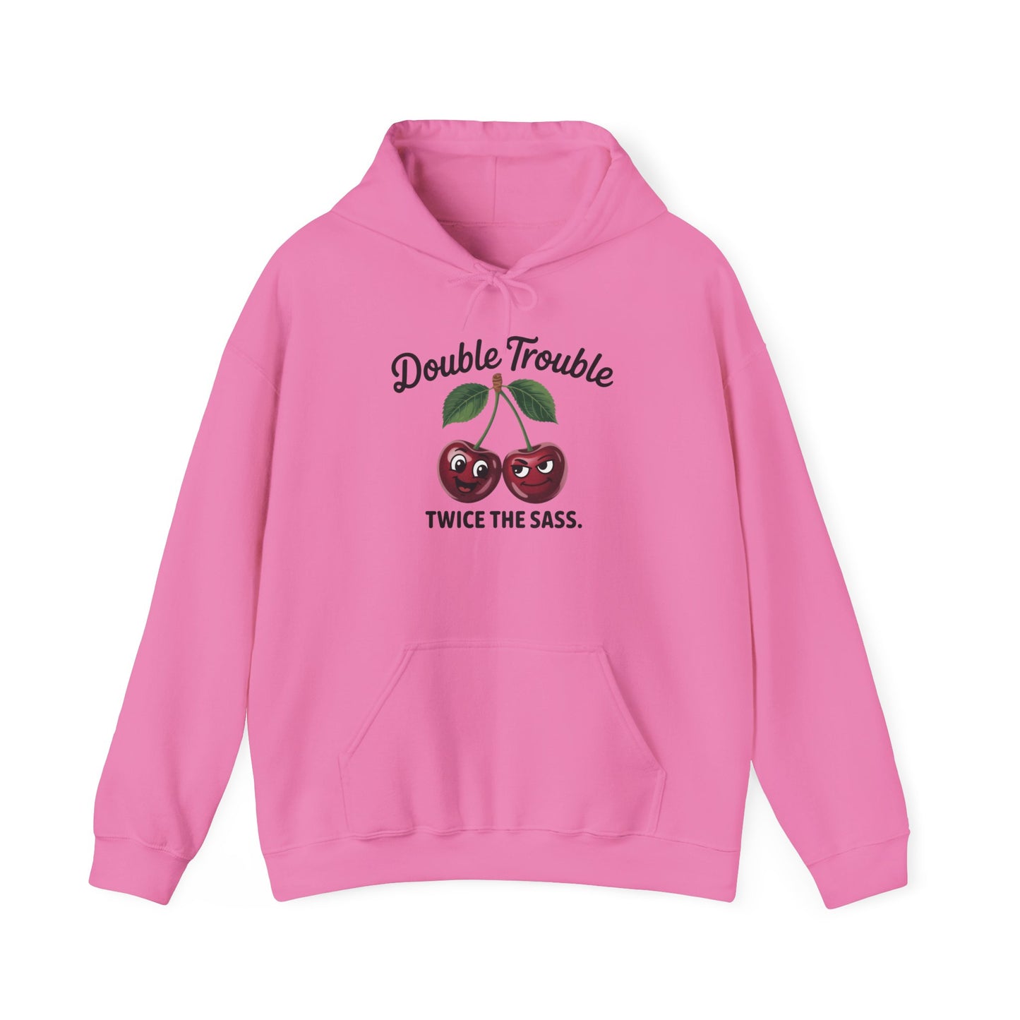 Double Trouble Cherry Hoodie, Cute Funny Womens Hooded Sweatshirt, Twice The Sass Fruit Graphic Pullover, Sassy Cherry Hooded Top