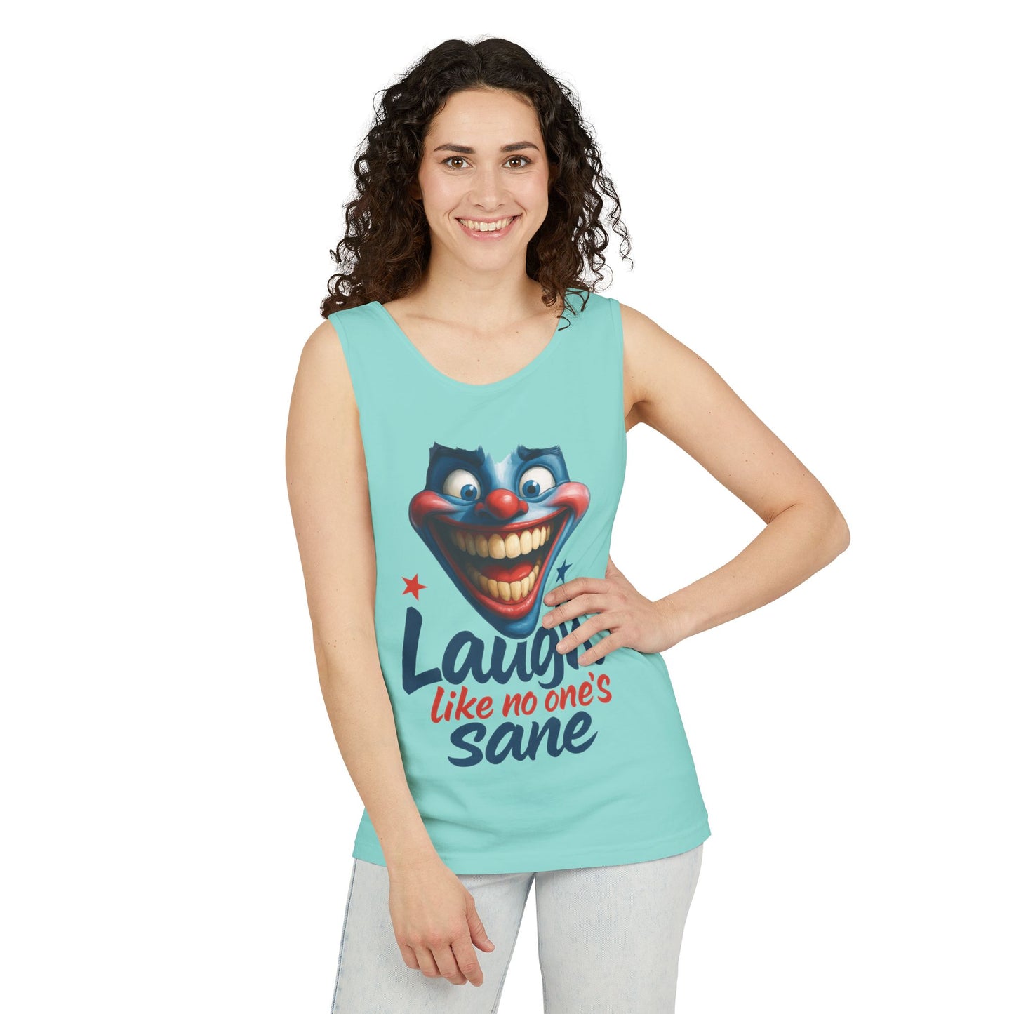 Laugh Out Loud Unisex Tank Top, Funny Graphic Top, Humor Shirt, Summer Apparel, Gift for Clowns, Party Wear