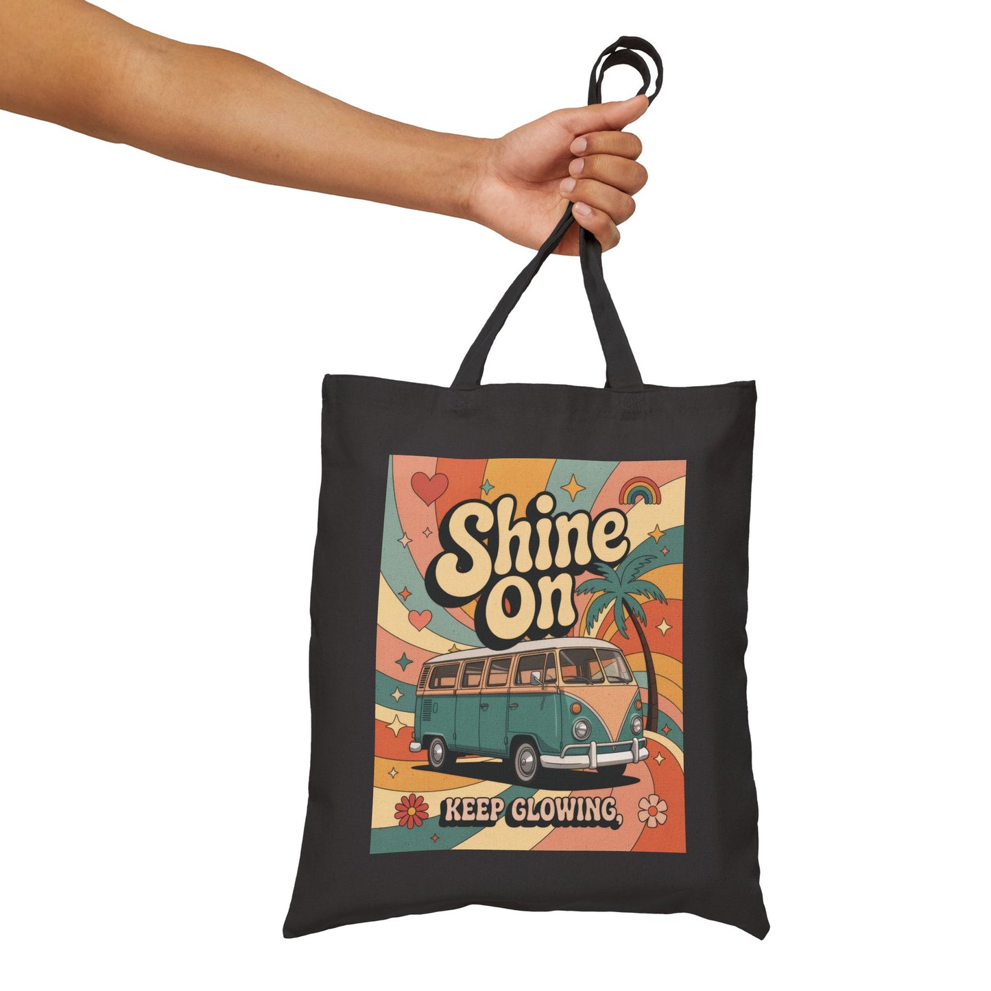 Retro Sunshine Tote Bag, Eco-Friendly Shopper, Beach Bag, Gift for Him/Her, Festival Carryall, Summer Vibes