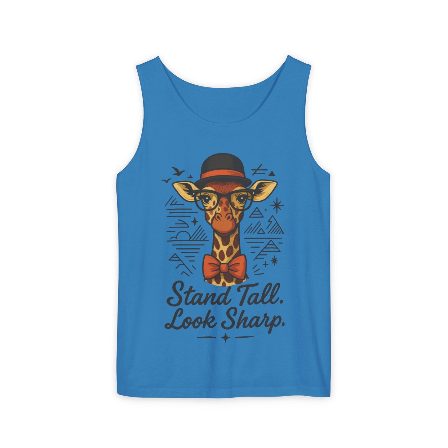 Giraffe Inspirational Tank Top, Stand Tall Look Sharp Shirt, Unisex Summer Apparel, Cute Animal Gift, Zoo Lover's Fashion