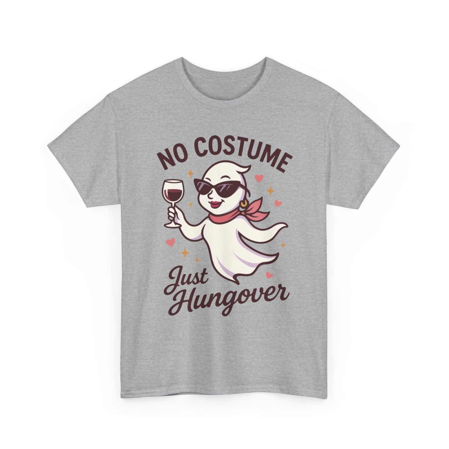 No Costume Just Hungover Women's T-Shirt, Funny Ghost Wine Halloween Party Graphic Tee