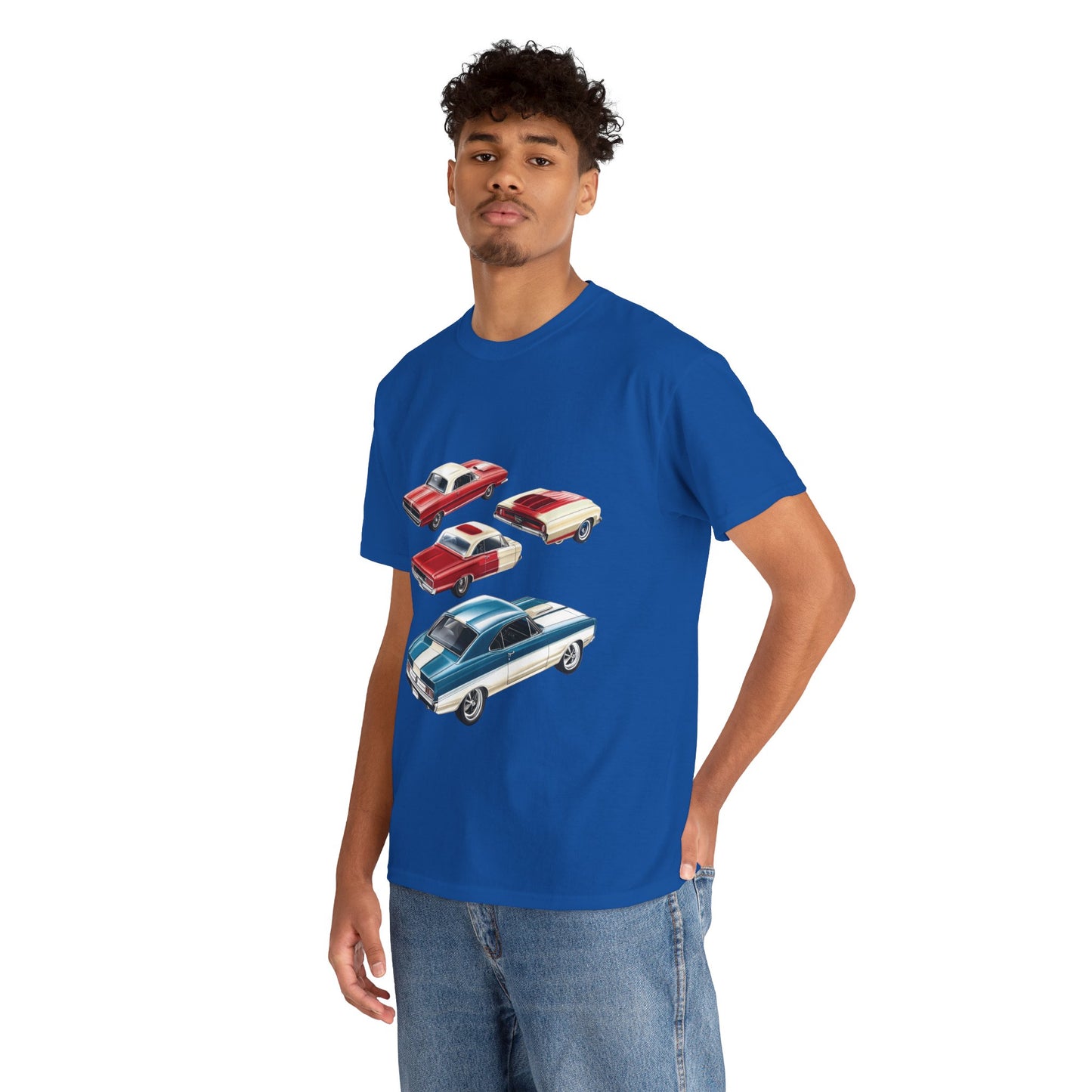 Vintage Muscle Car T-Shirt, Mens Cotton Tee with Retro American Classic Car Illustration, Gift for Car Lovers, Classic Car Graphic Tee