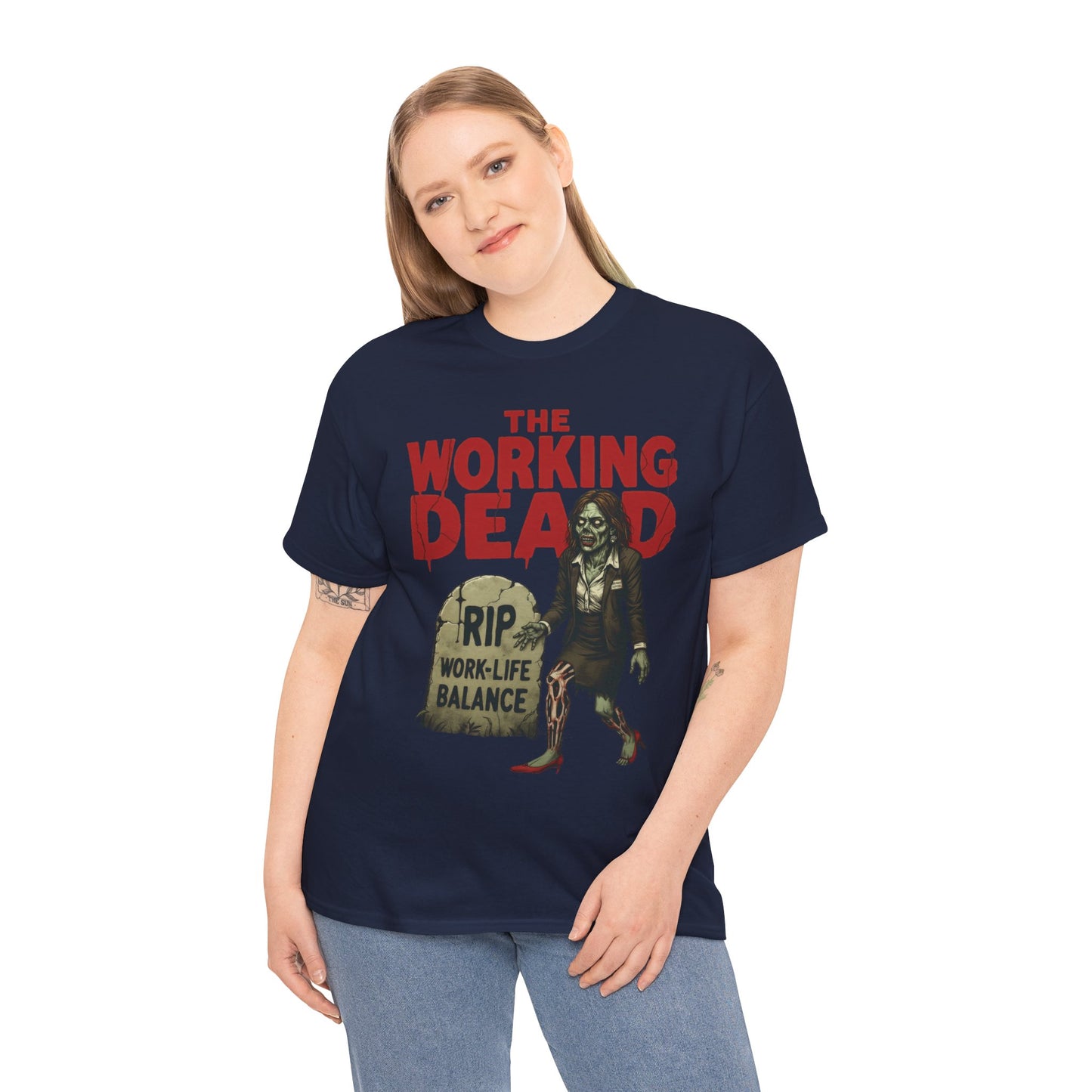 The Working Dead Women's Shirt, Funny Work Life Balance Zombie Tee, RIP Work Shirt, Halloween Office Humor, Overworked Shirt