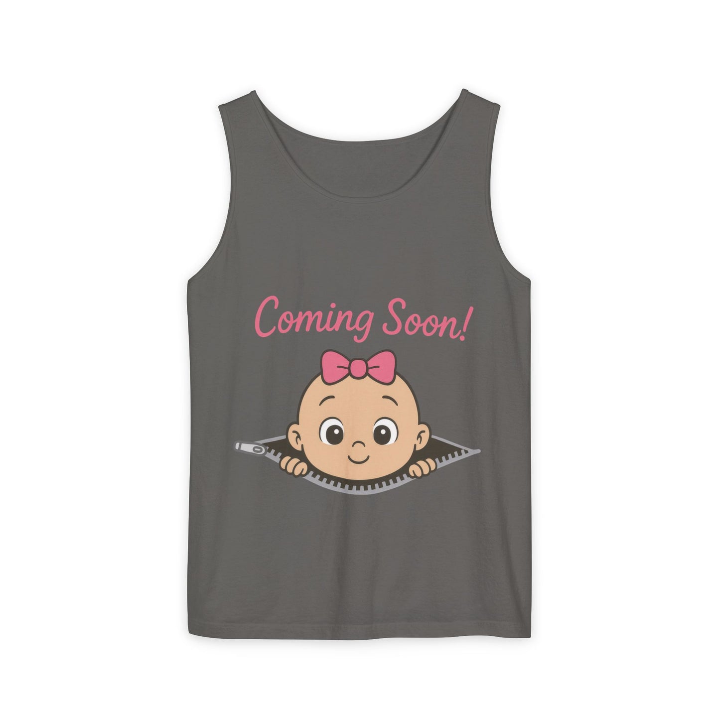 Coming Soon Maternity Tank Top, Cute Baby Girl Pregnancy Announcement Shirt, Expecting Mom Gift, Gender Reveal Tee, Baby Shower Gift