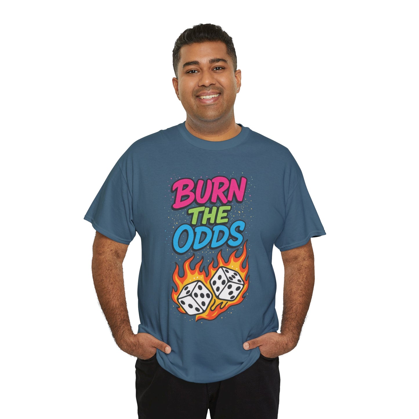Burn the Odds Graphic Tee | Cool Casual Wear, Gaming Shirt, Unisex Cotton Tee, Dice Design T-Shirt, Gift for Gamers