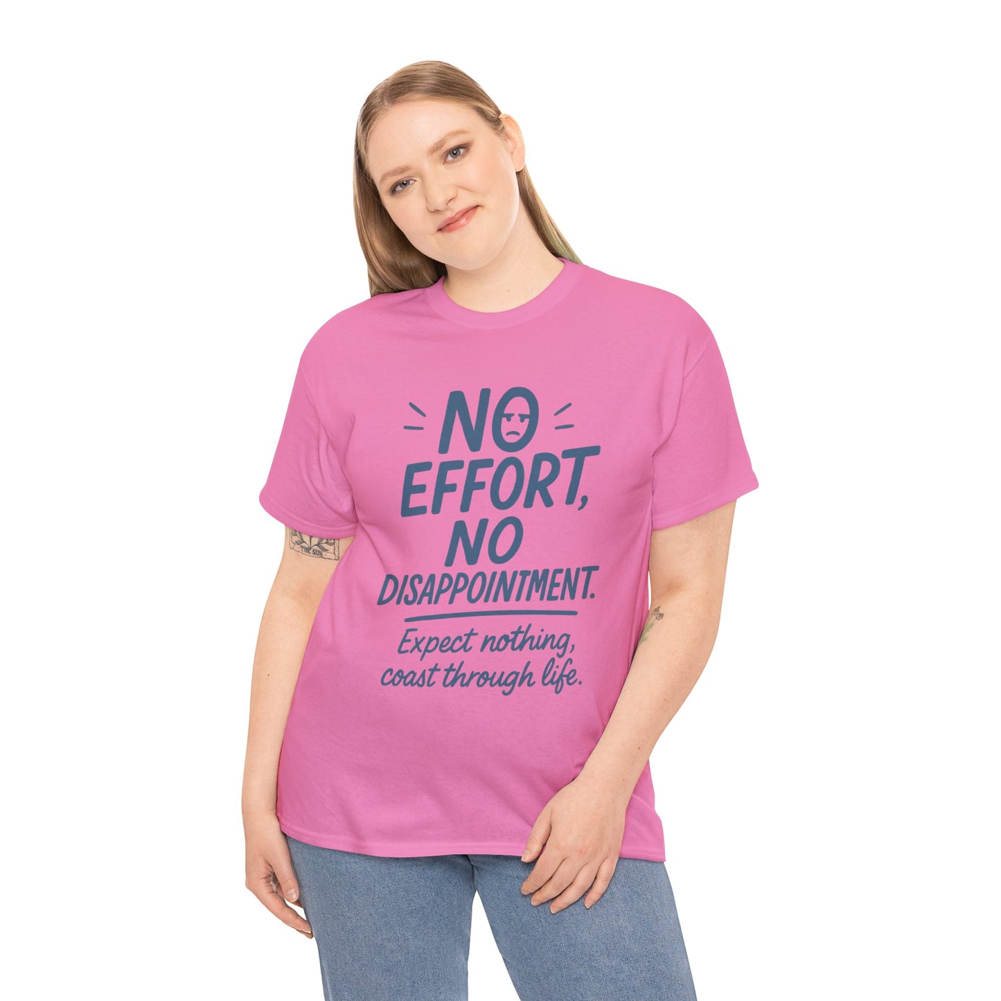 Funny No Effort Womens T-Shirt, No Disappointment Lazy Life Quote Shirt, Cute Graphic Tee for Her, Life Philosophy Shirt, Gift Idea