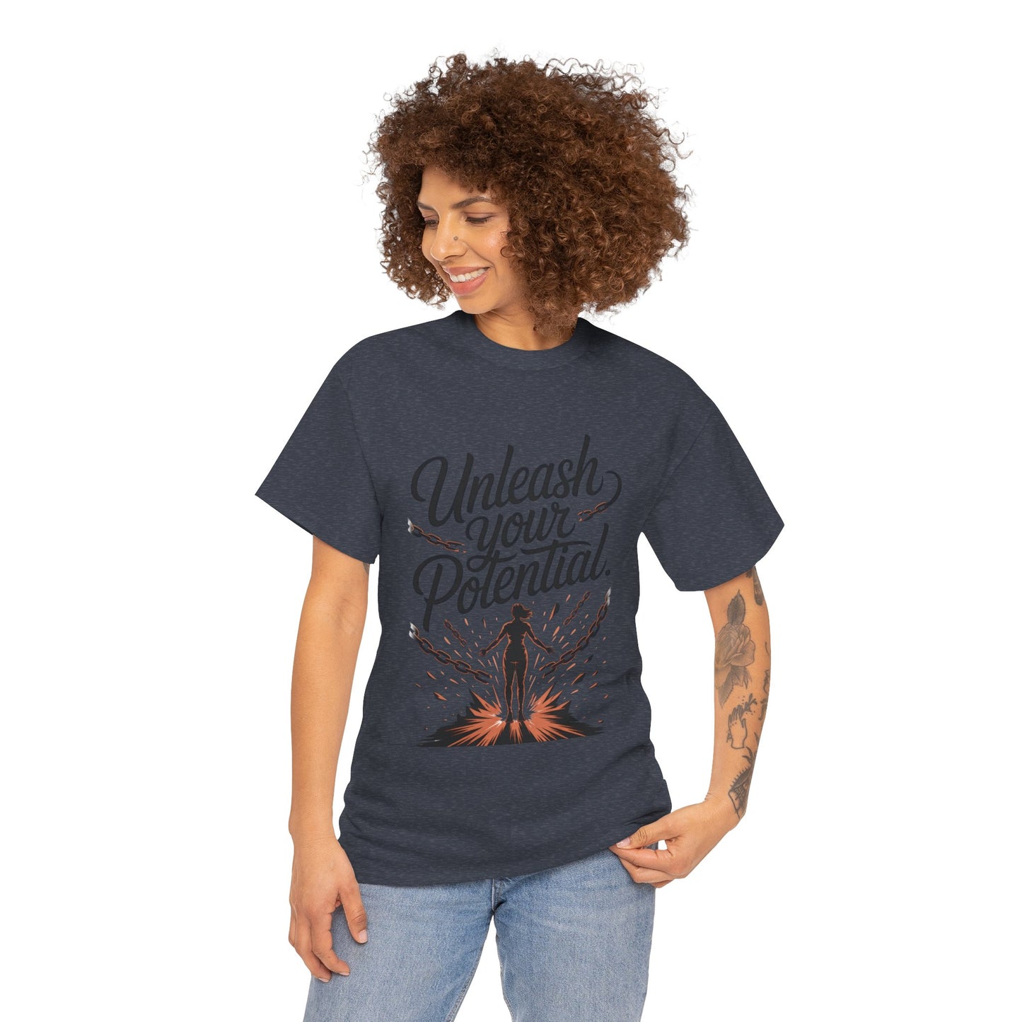 Unleash Your Potential Women's Tee, Motivational T-Shirt, Inspirational Cotton Tee, Gift for Gym Lovers, Positive Energy Top