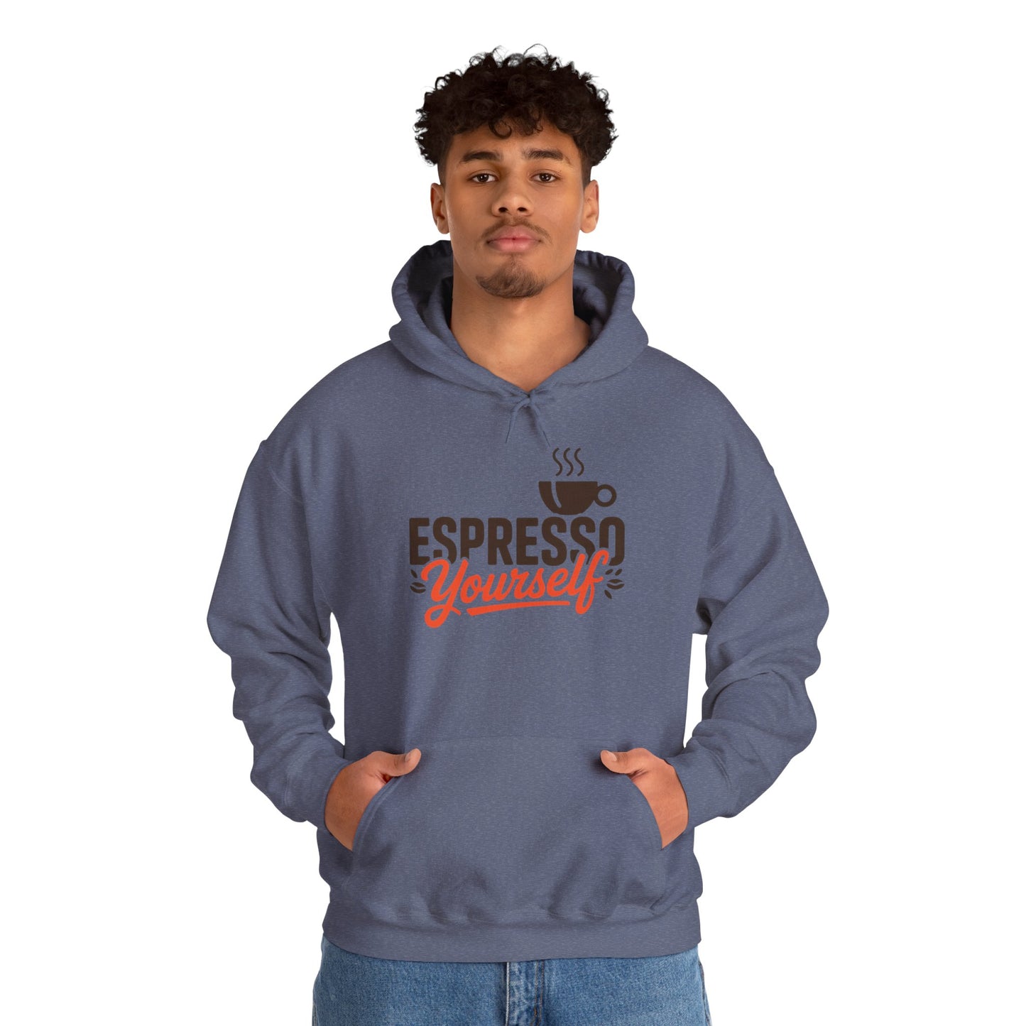 Men's Heavy Blend™ Hooded Sweatshirt, Espresso Yourself Mens Hoodie, Coffee Lover Funny Graphic Pullover