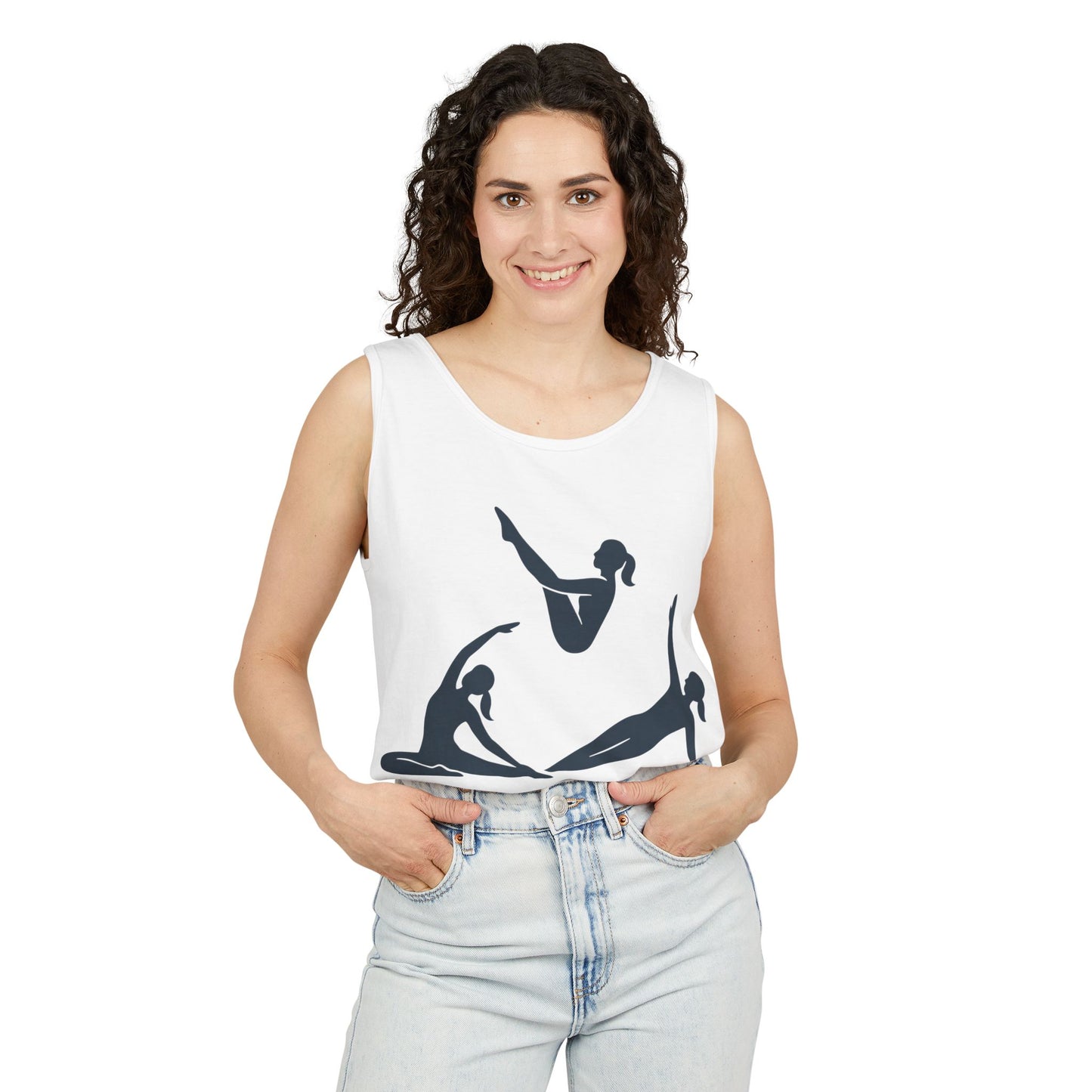 Womens Garment-Dyed Tank Top, Womens Pilates Tank Top, Yoga Fitness Graphic Top, Cute Workout Gym Shirt