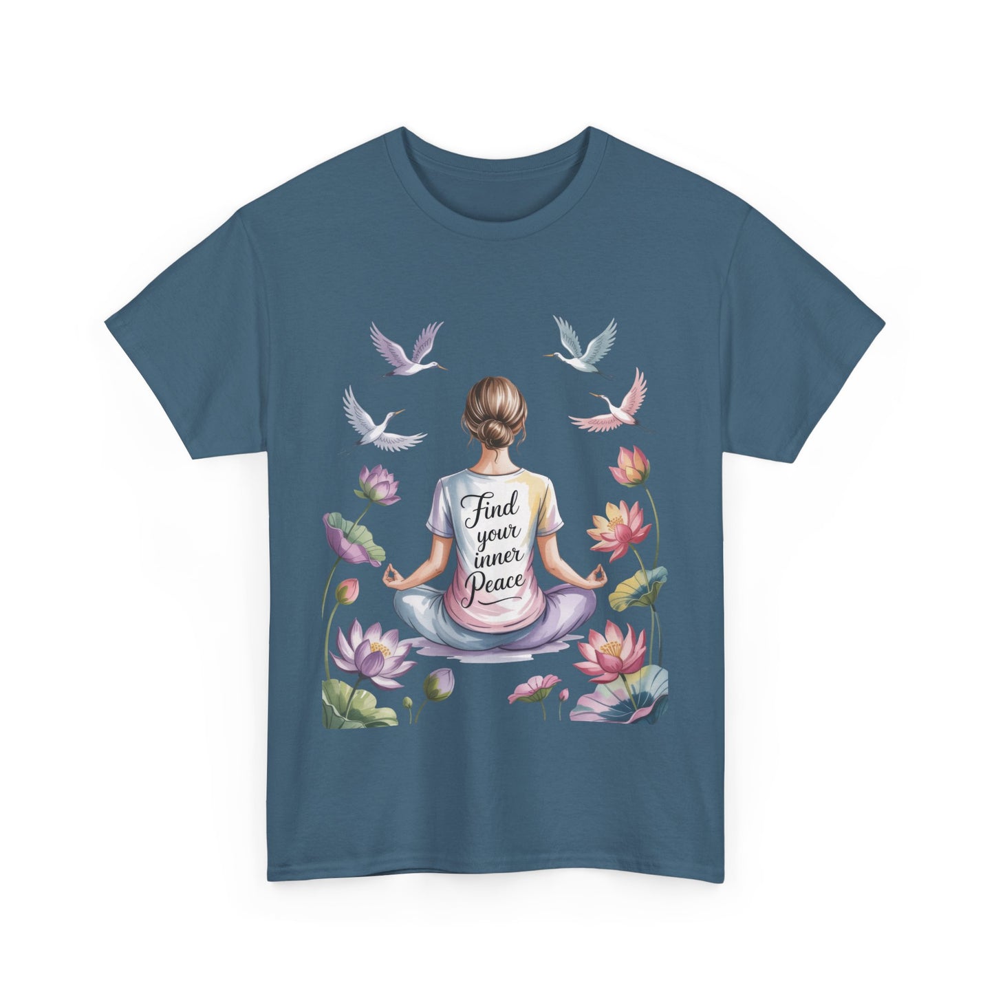 Find Your Inner Peace Womens Heavy Cotton Tee, Motivational Shirt, Meditation Apparel, Relaxation Gift, Casual Wear, Mindfulness Tee