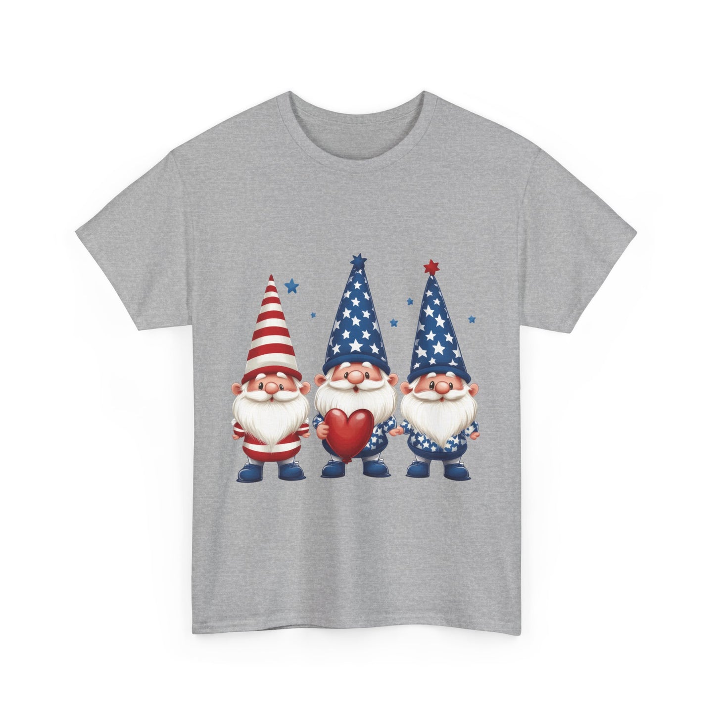 Patriotic Gnome Unisex Heavy Cotton Tee - Cute Tee for Independence Day, Casual Wear, Gift for Gnome Lovers, Summer Style