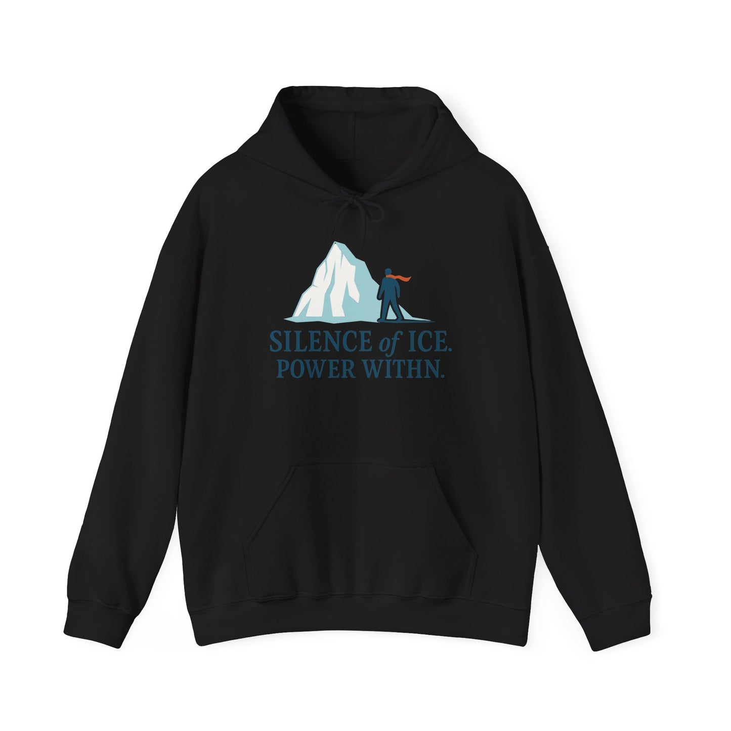 Men's Heavy Blend™ Hooded Sweatshirt, Silence of Ice Power Within Hoodie, Nordic Minimal Iceberg Graphic Streetwear