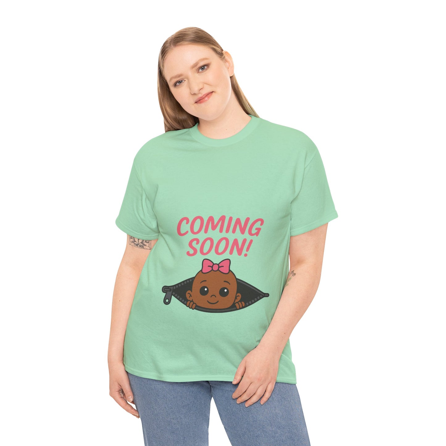 Coming Soon Maternity Tee, Cute Baby Girl Pregnancy Announcement Tee, Funny Expecting Mom Gift, Gender Reveal Tee, Baby Shower Top