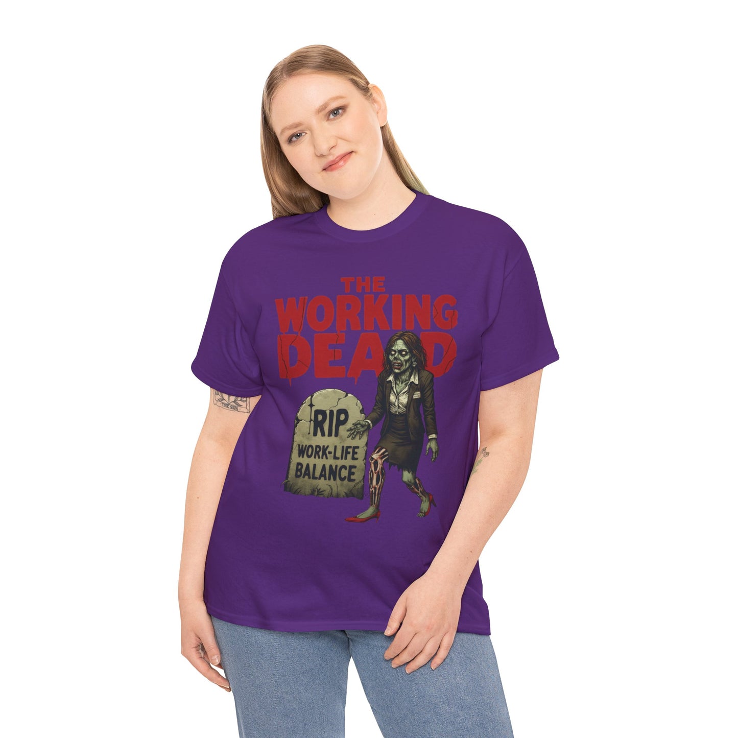The Working Dead Women's Shirt, Funny Work Life Balance Zombie Tee, RIP Work Shirt, Halloween Office Humor, Overworked Shirt