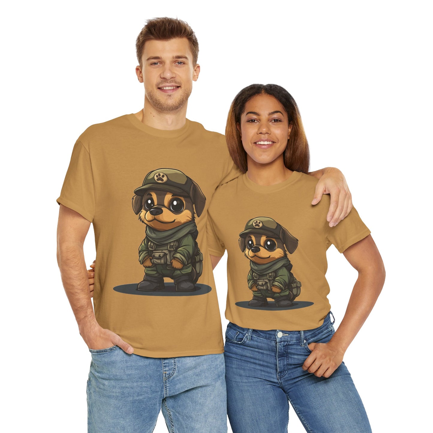 Funny Dog Soldier Tee, Cute Military Dog Cartoon Unisex Heavy Cotton Tee , Pet Lover Gift, Gift for Dog Owners, Gift for Army Fans