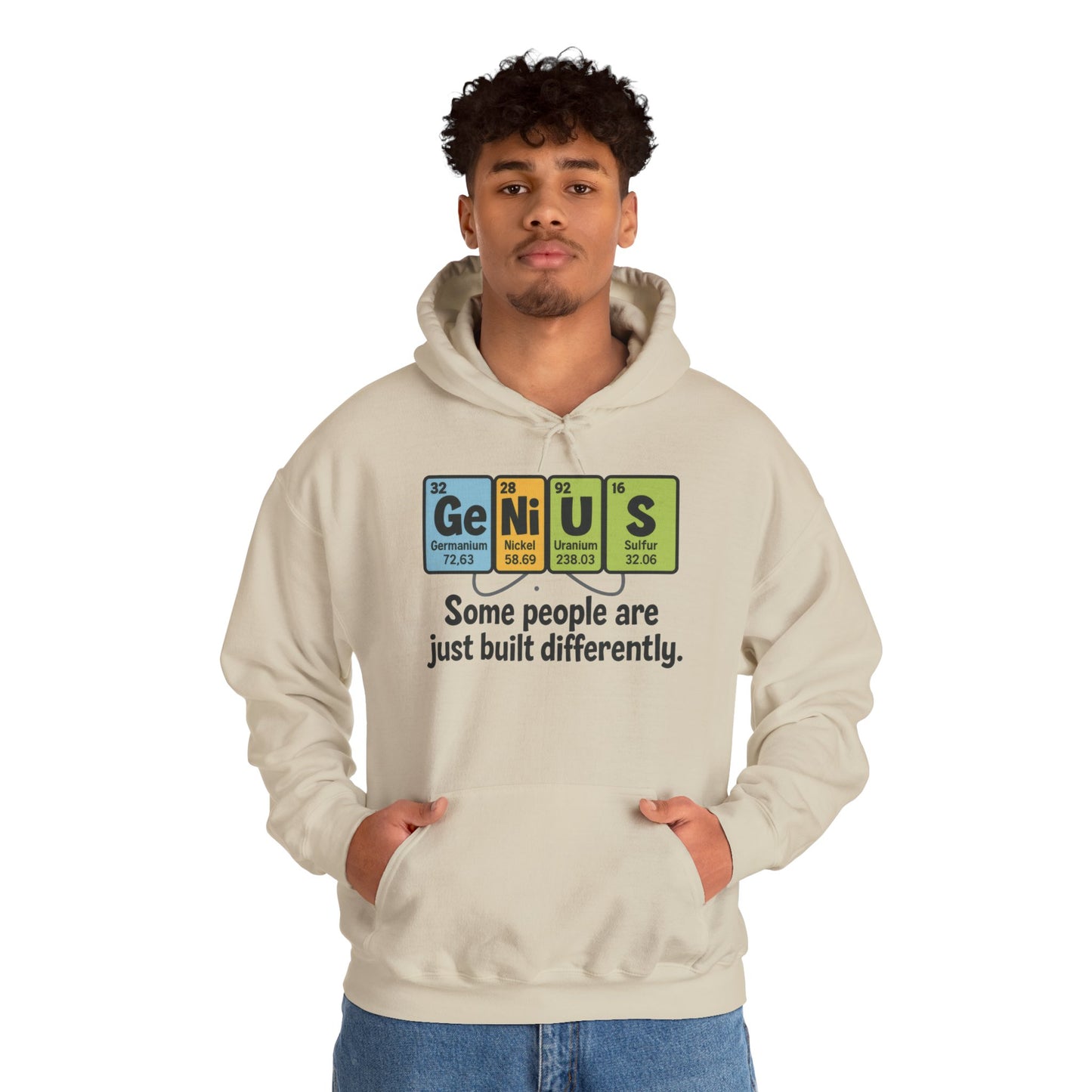 Funny Mens Genius Hoodie, Periodic Table Nerd Sweatshirt, Smart Science Pullover Gift for Him, Science Lover Apparel, Funny Hoodie