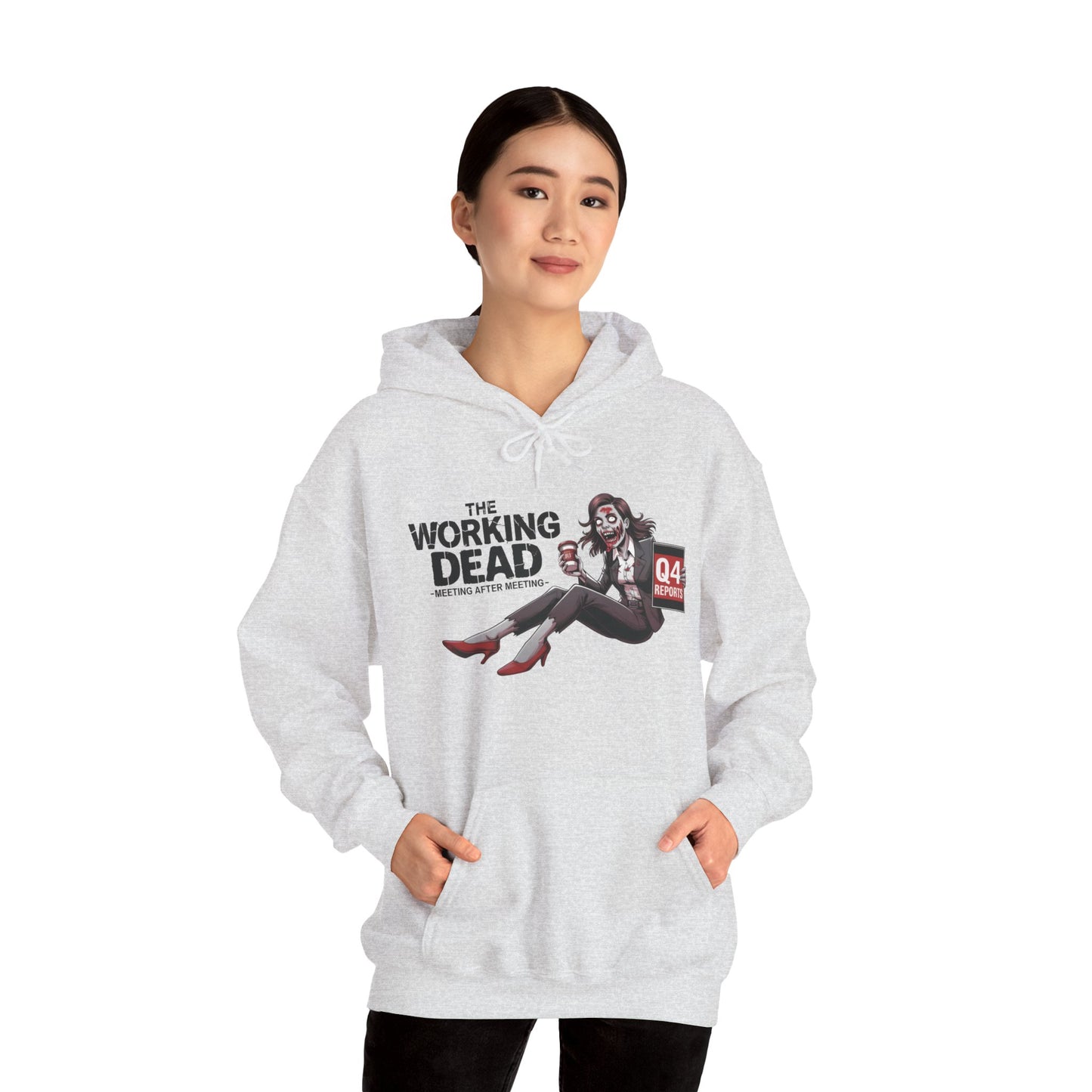 The Working Dead Women's Zombie Hoodie, Funny Office Meeting Sweatshirt, Halloween Zombie Top, Halloween Work Top