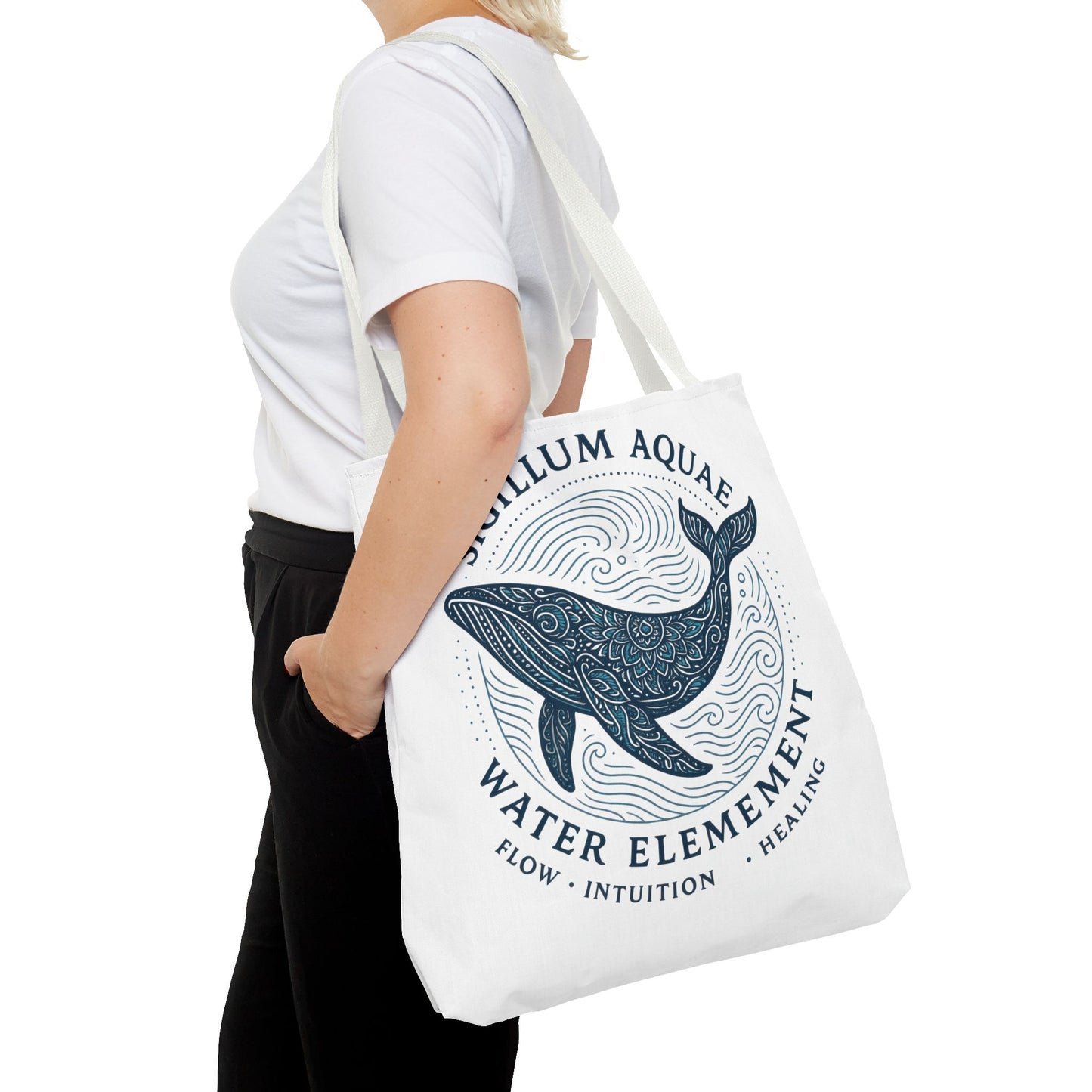 Whale Water Element Tote Bag: Spiritual Gift, Eco-Friendly, Beach Bag, Yoga Accessories, Meditation Essentials, Weekender Bag, Large Bag