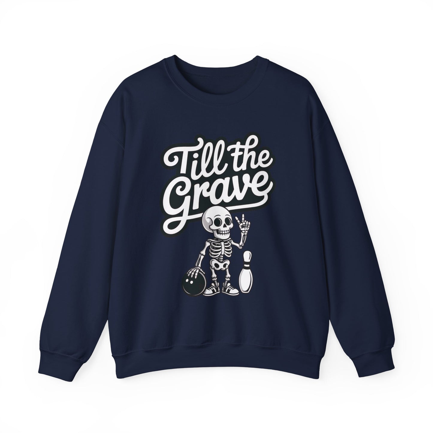 Funny Skeleton Bowling Mens Pullover, Halloween Apparel, Funny Skeleton Bowling Shirt, Casual Mens Crewneck, Cool Bowler Skull Crewneck