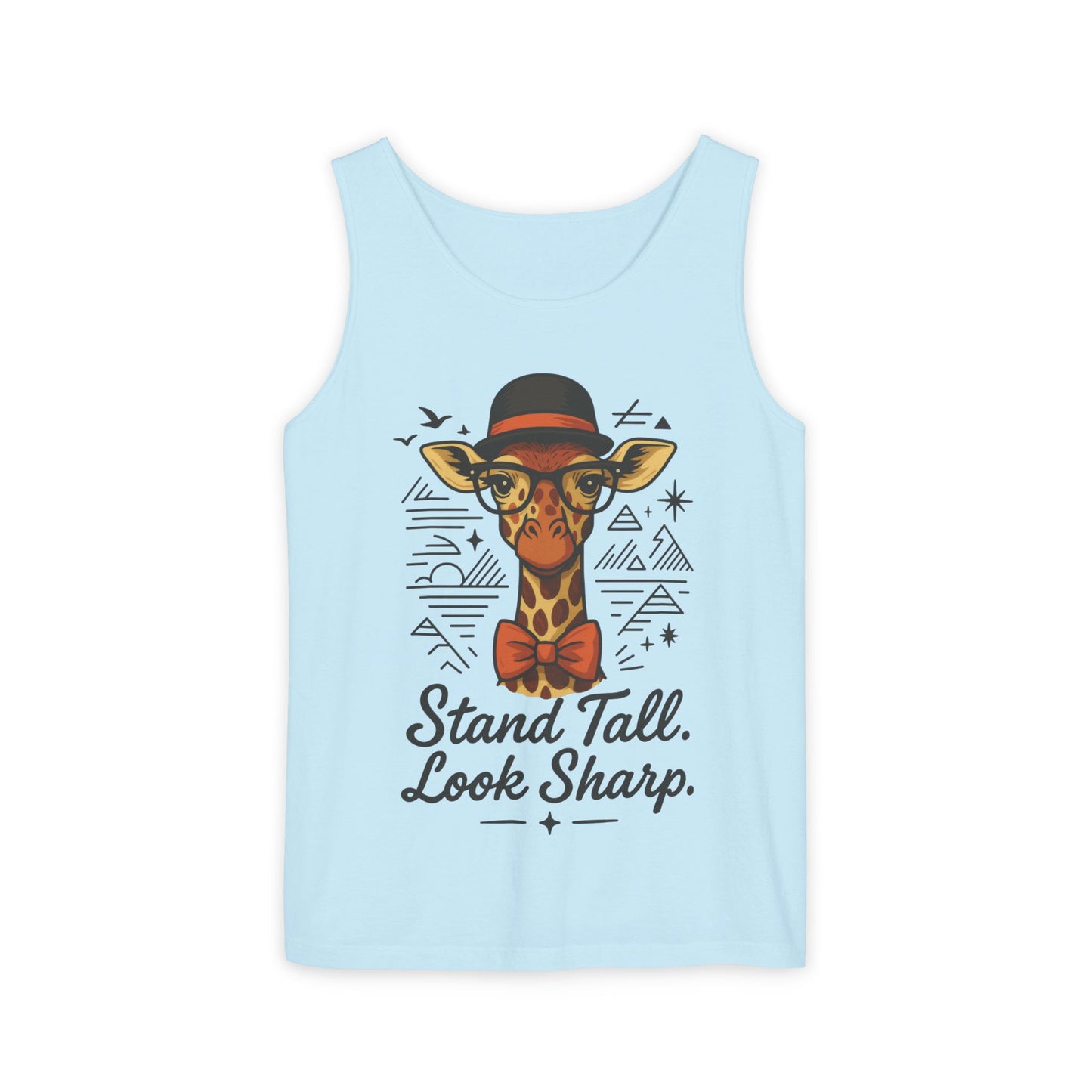 Giraffe Inspirational Tank Top, Stand Tall Look Sharp Shirt, Unisex Summer Apparel, Cute Animal Gift, Zoo Lover's Fashion