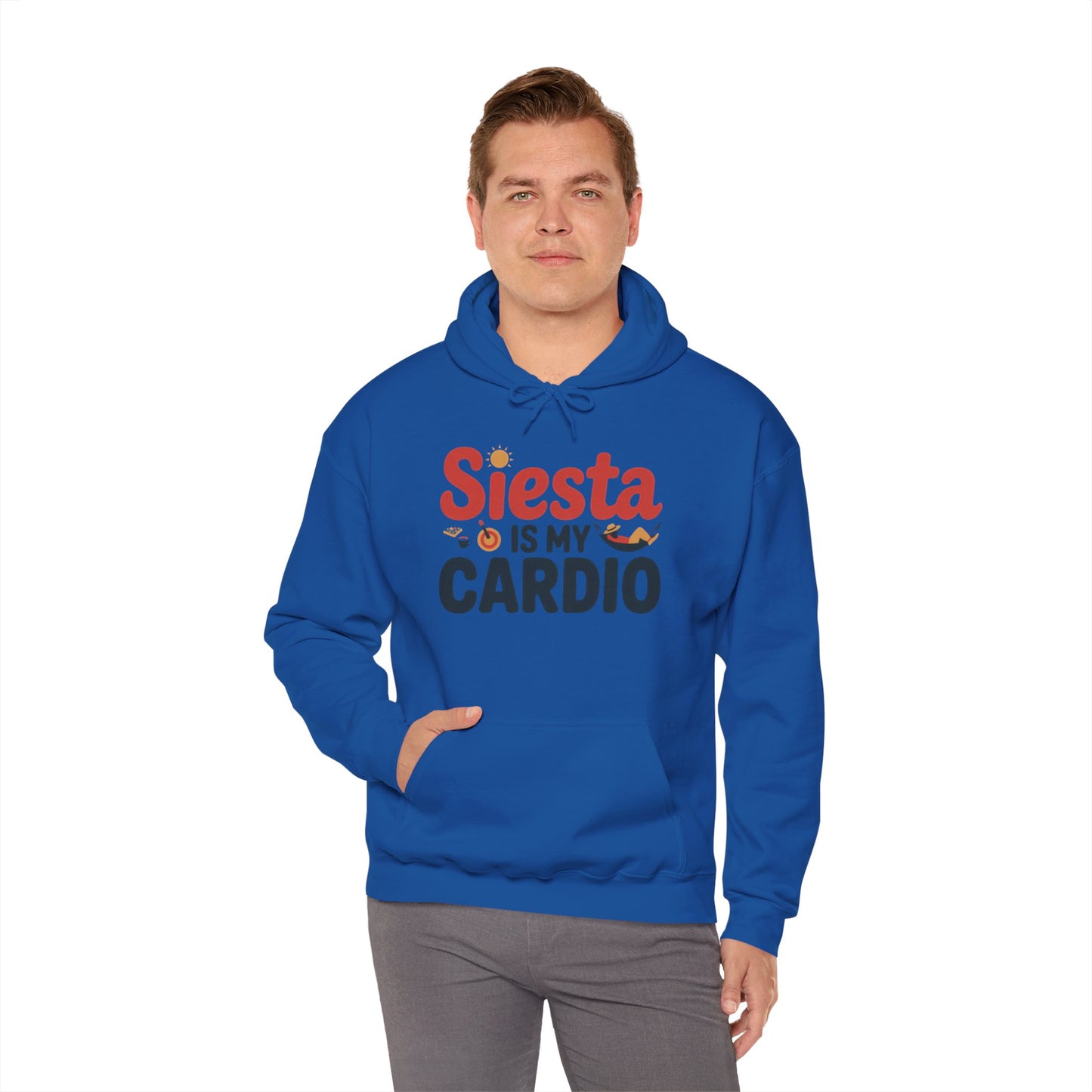 Mens Heavy Blend™ Hooded Sweatshirt, Siesta Is My Cardio Funny Mens Hoodie Spain Humor Gift