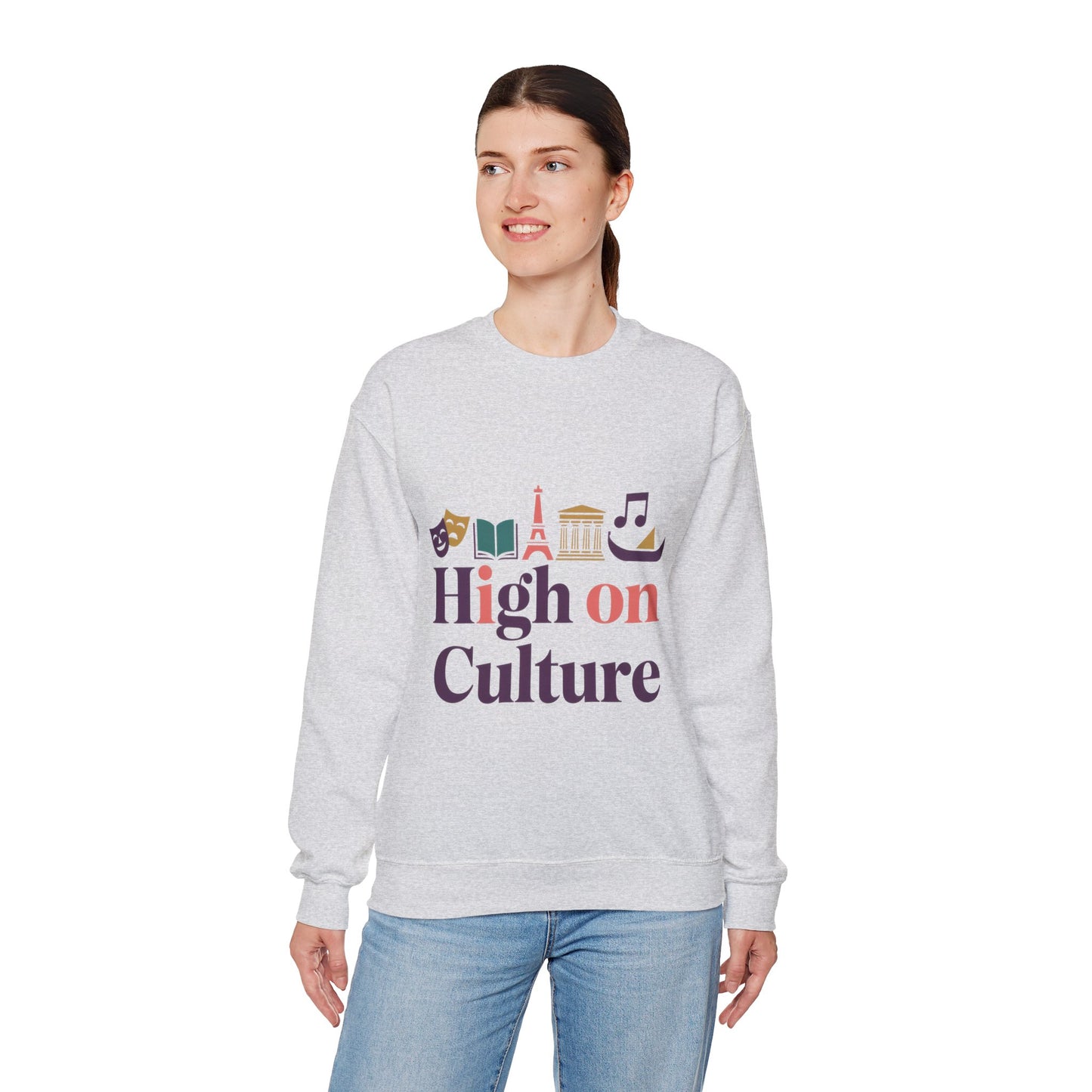 Womens Heavy Blend™ Crewneck Sweatshirt, High on Culture Womens Sweatshirt, Stylish Cultural Graphic Top