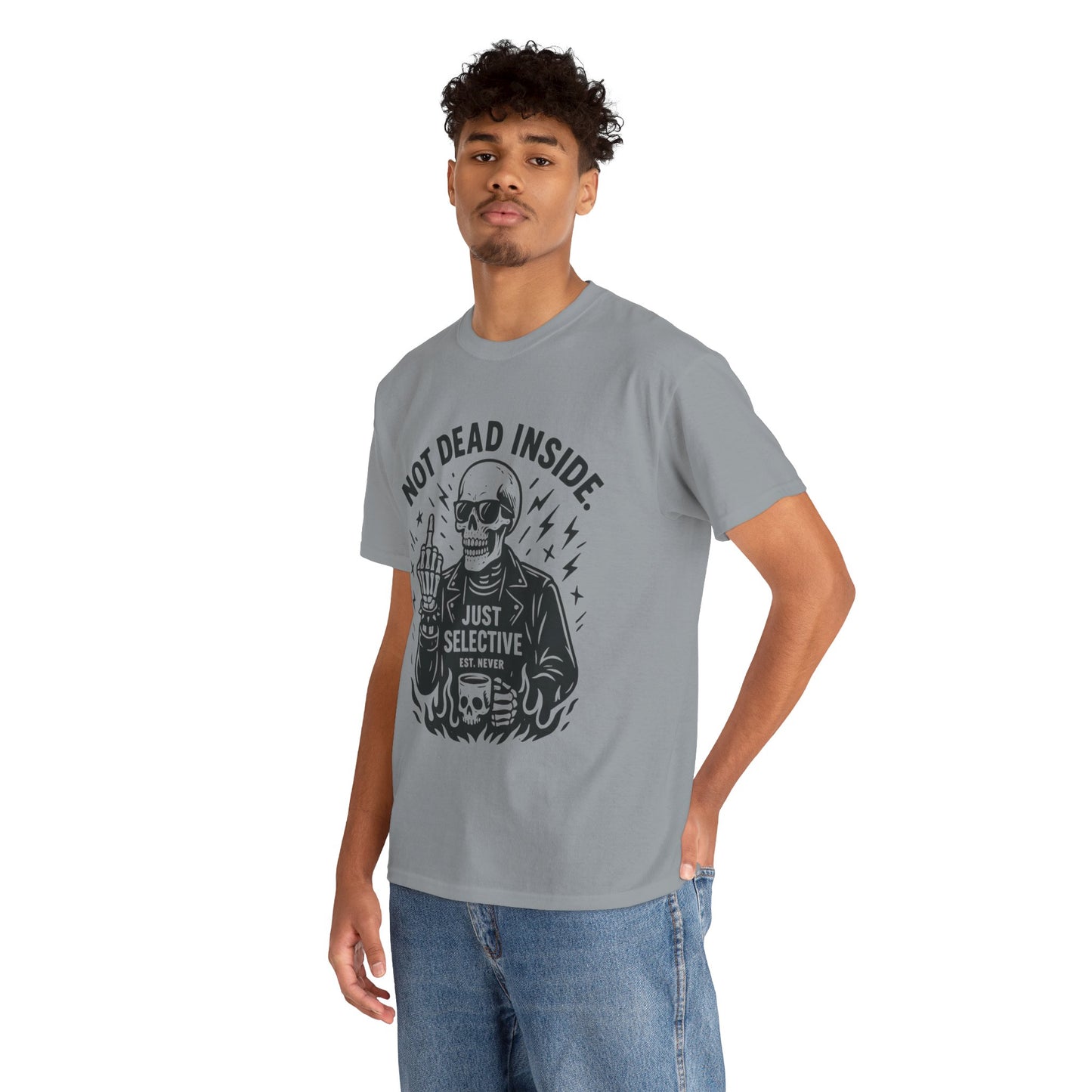 Mens Dark Humor Graphic Shirt, Not Dead Inside, Funny Graphic Shirt for Casual Wear, Gifts for Him, Halloween, Occasions, Funny Skeleton Tee