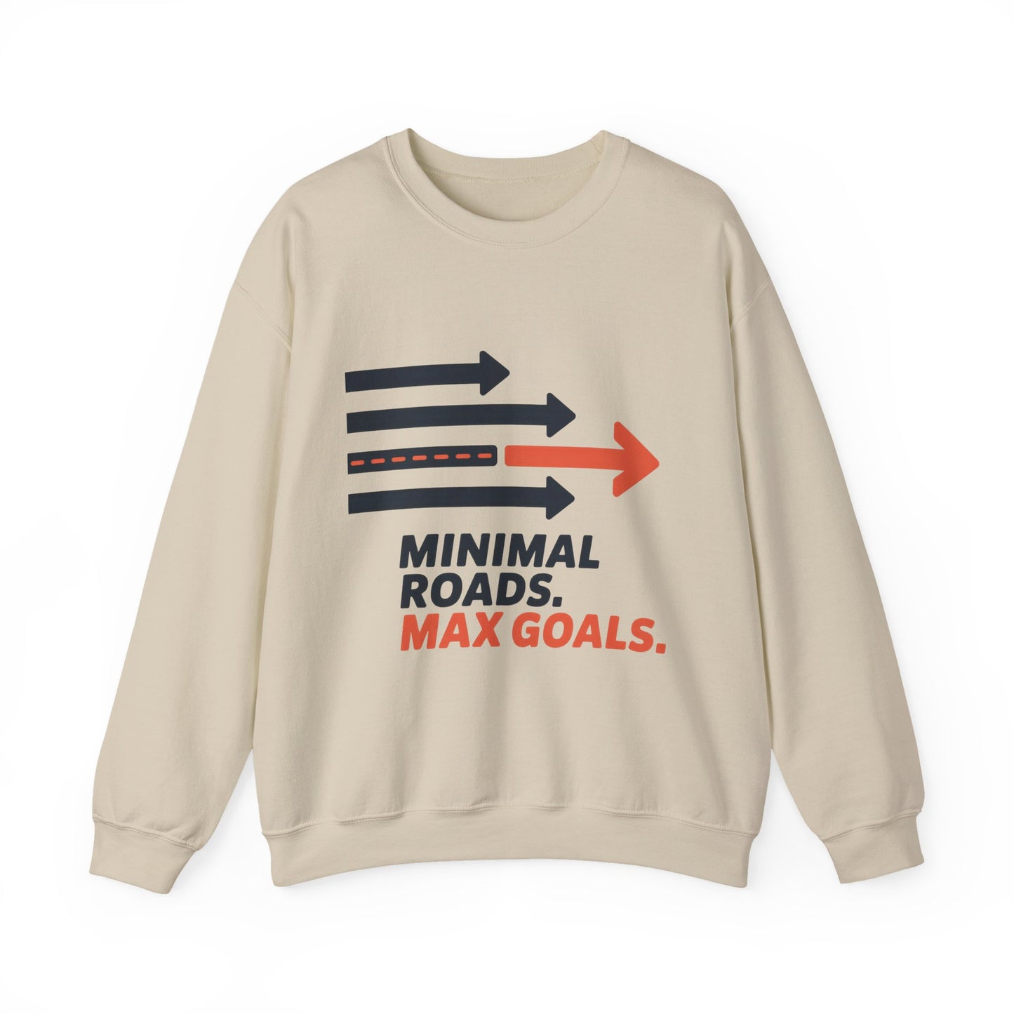 Mens Heavy Blend™ Crewneck Sweatshirt, Minimal Roads Max Goals Motivational Mens Sweatshirt