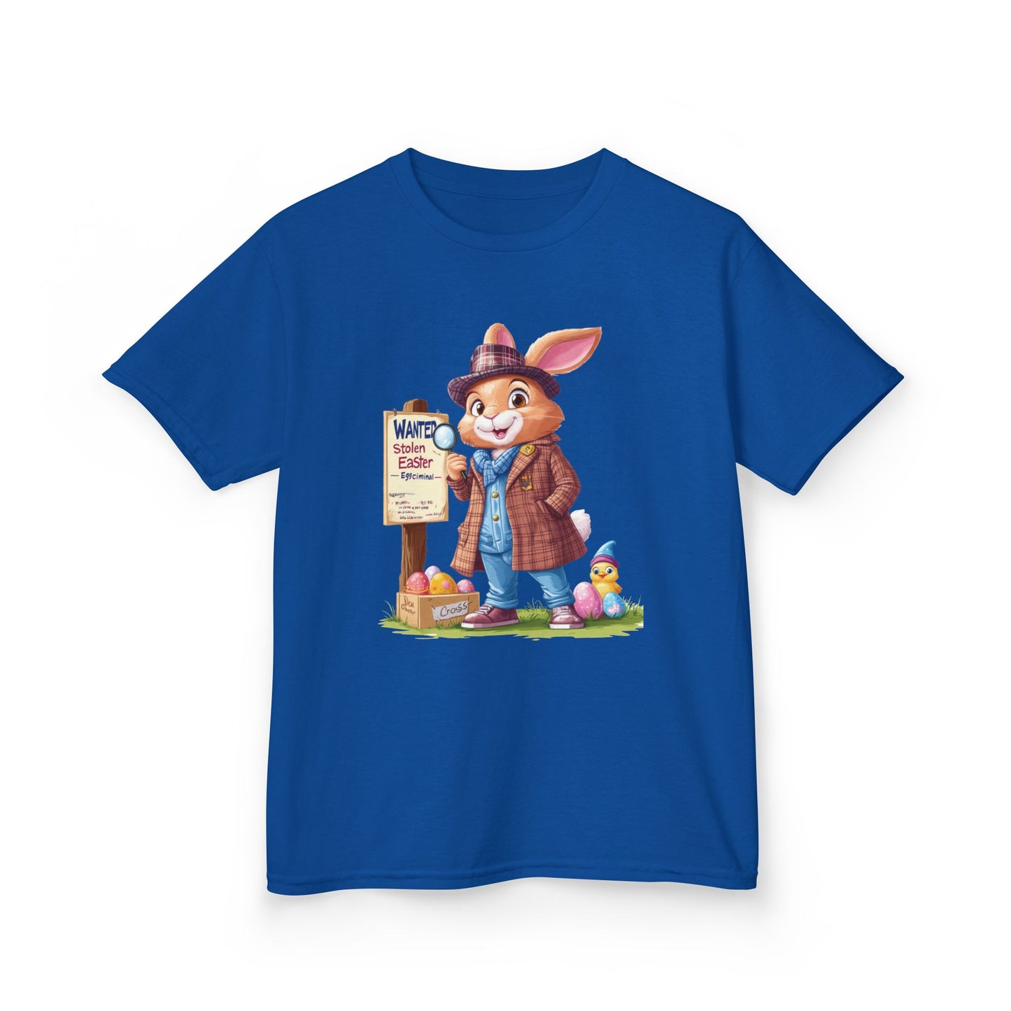 Detective Bunny Easter Kids Tee - Fun Egg Hunt T-Shirt with Mystery Theme, Cute Spring Gift for Kids, Heavy Cotton Easter Outfit