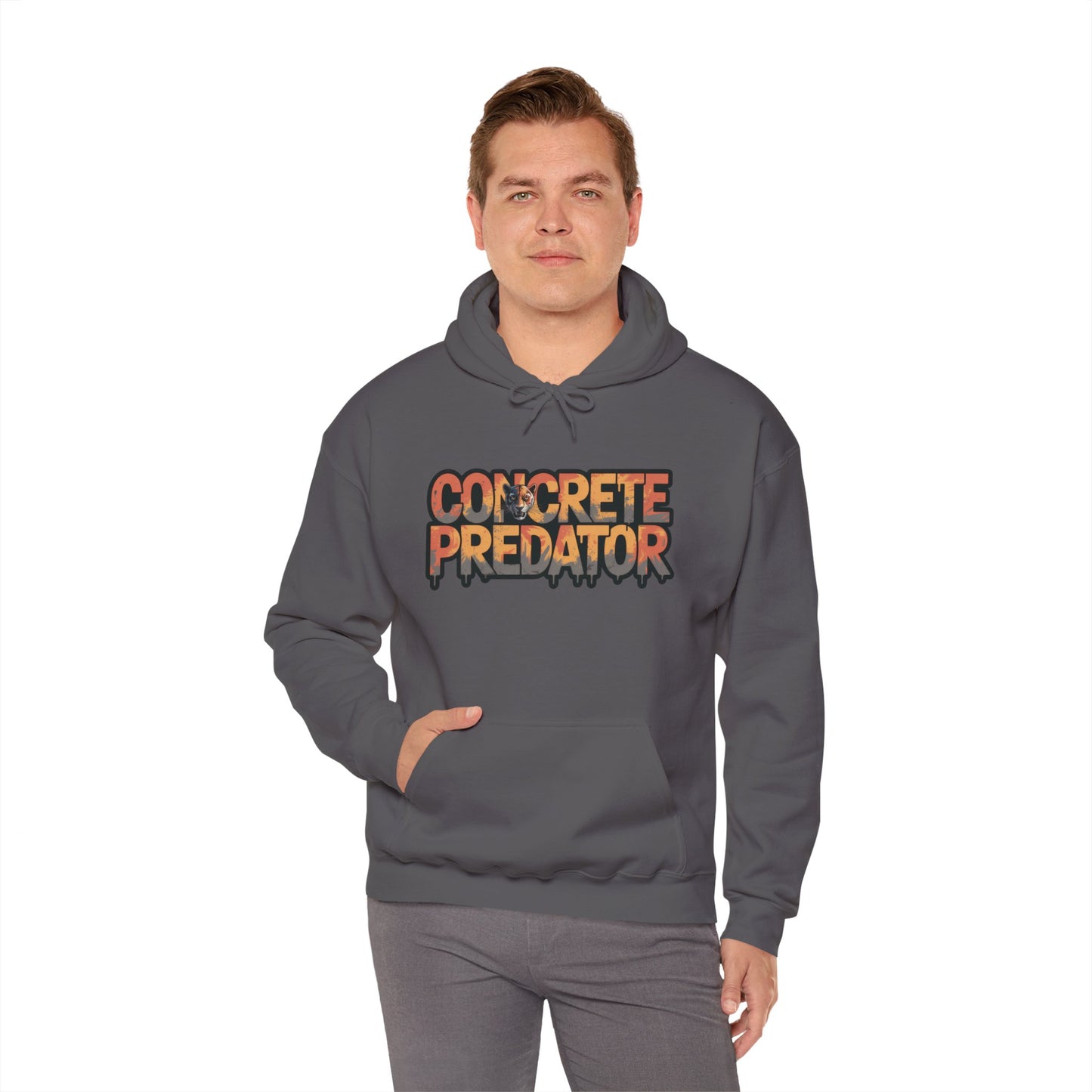 Mens Heavy Blend™ Hooded Sweatshirt, Concrete Predator Panther Hoodie Mens Urban Streetwear