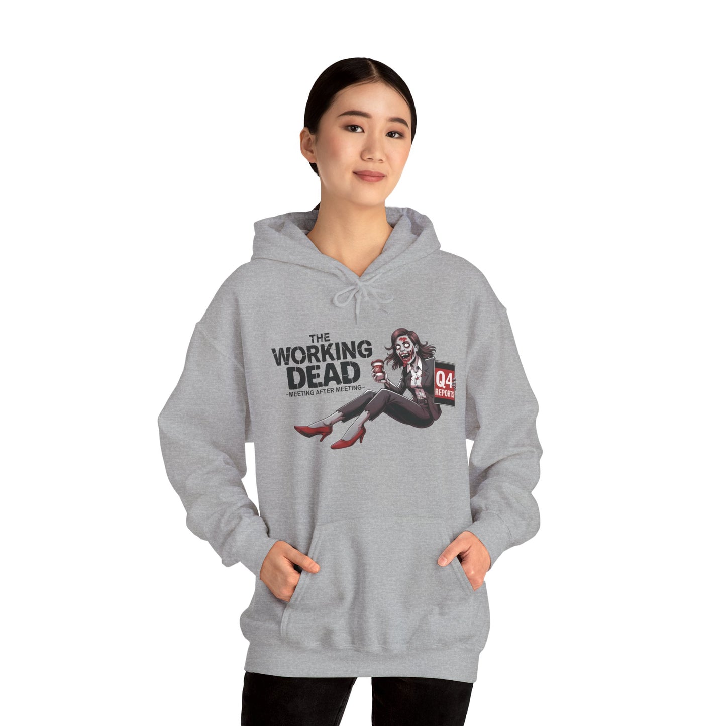 The Working Dead Women's Zombie Hoodie, Funny Office Meeting Sweatshirt, Halloween Zombie Top, Halloween Work Top