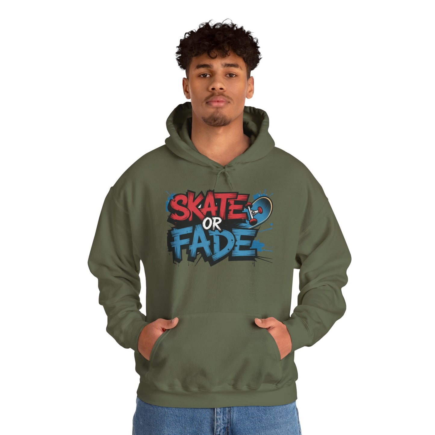Skate Or Fade Men's Hoodie, Graffiti Skateboarding Pullover, Urban Streetwear Hoodie for Skaters