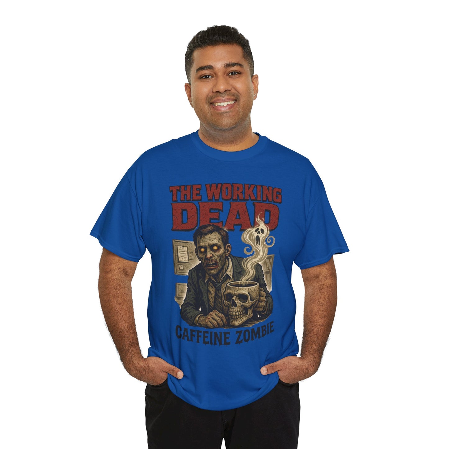The Working Dead Men's Funny Zombie Work T-Shirt, Office Humor Tee, Halloween Office Tee, Coffee Zombie Shirt