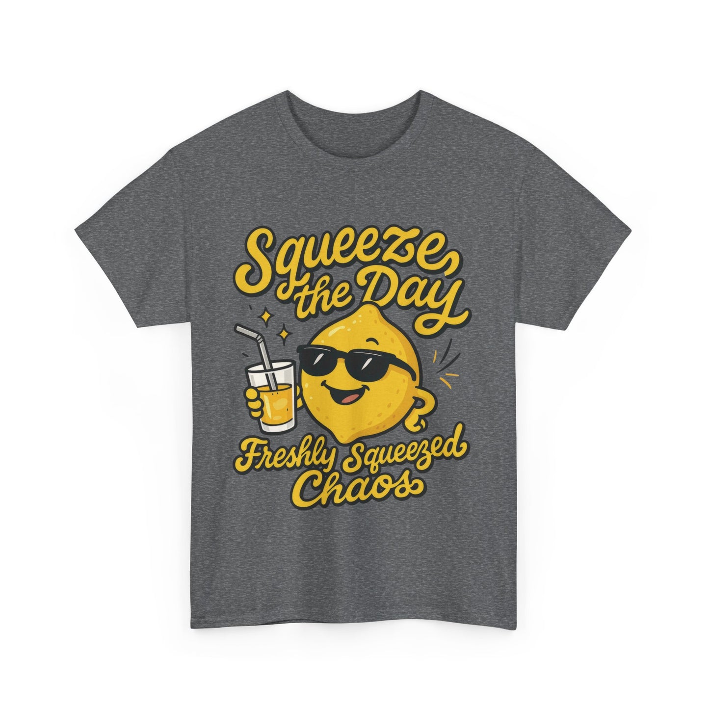 Funny Lemon Shirt for Women - Squeeze The Day Freshly Squeezed Chaos Tee - Cute Positive Citrus Graphic Tee, Fun Summer Tee for Beach Vibes