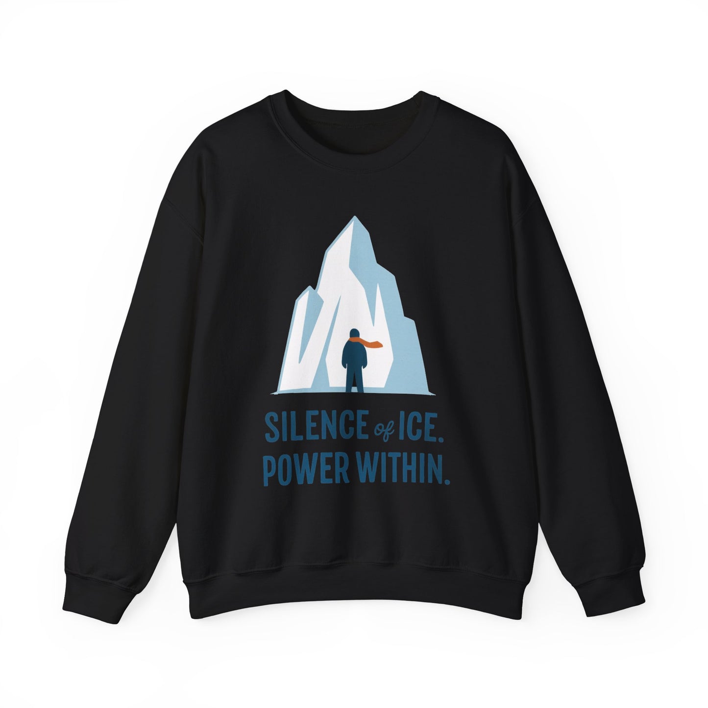 Men's Heavy Blend™ Crewneck Sweatshirt, Silence of Ice Power Within Sweatshirt, Nordic Iceberg Minimalist Pullover