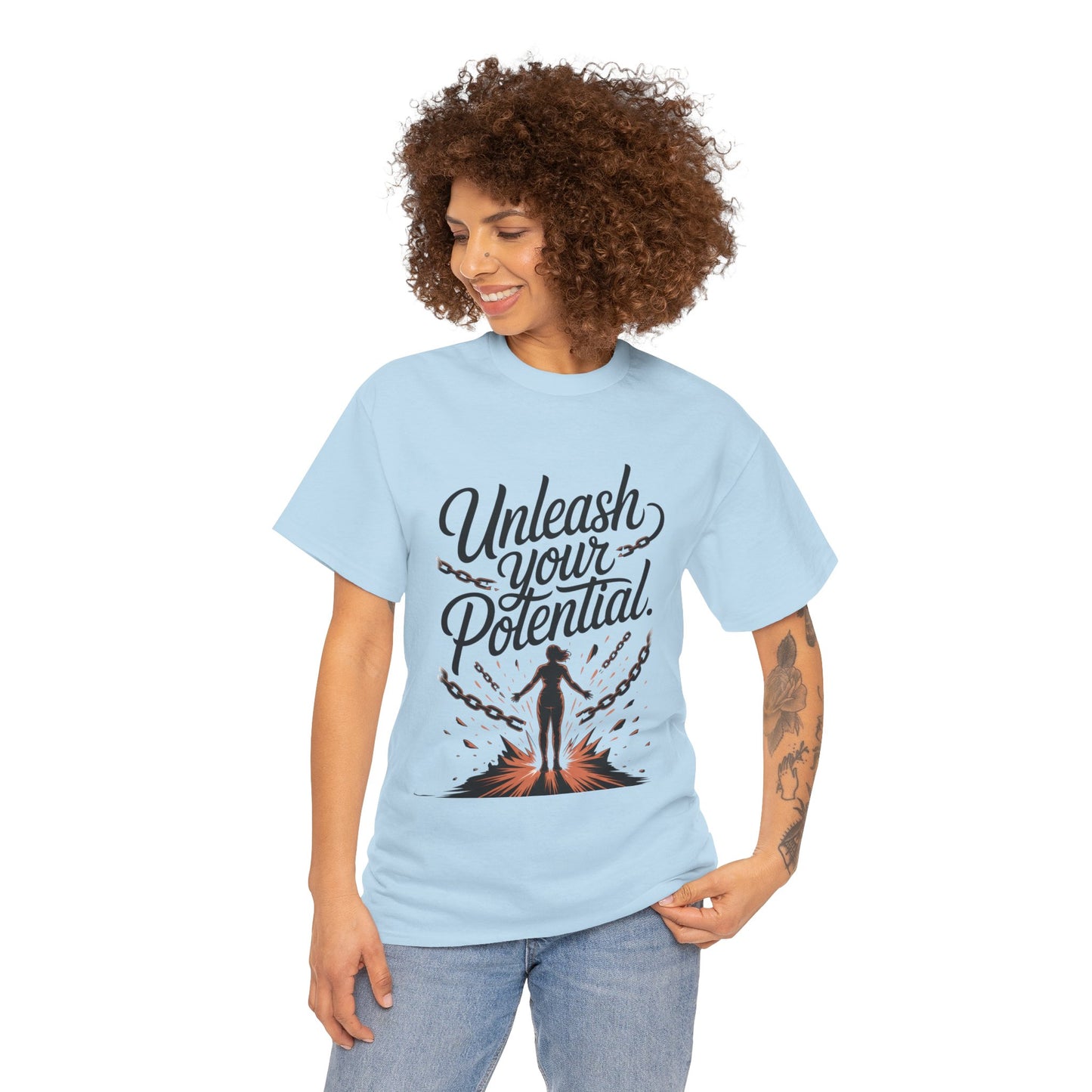 Unleash Your Potential Women's Tee, Motivational T-Shirt, Inspirational Cotton Tee, Gift for Gym Lovers, Positive Energy Top