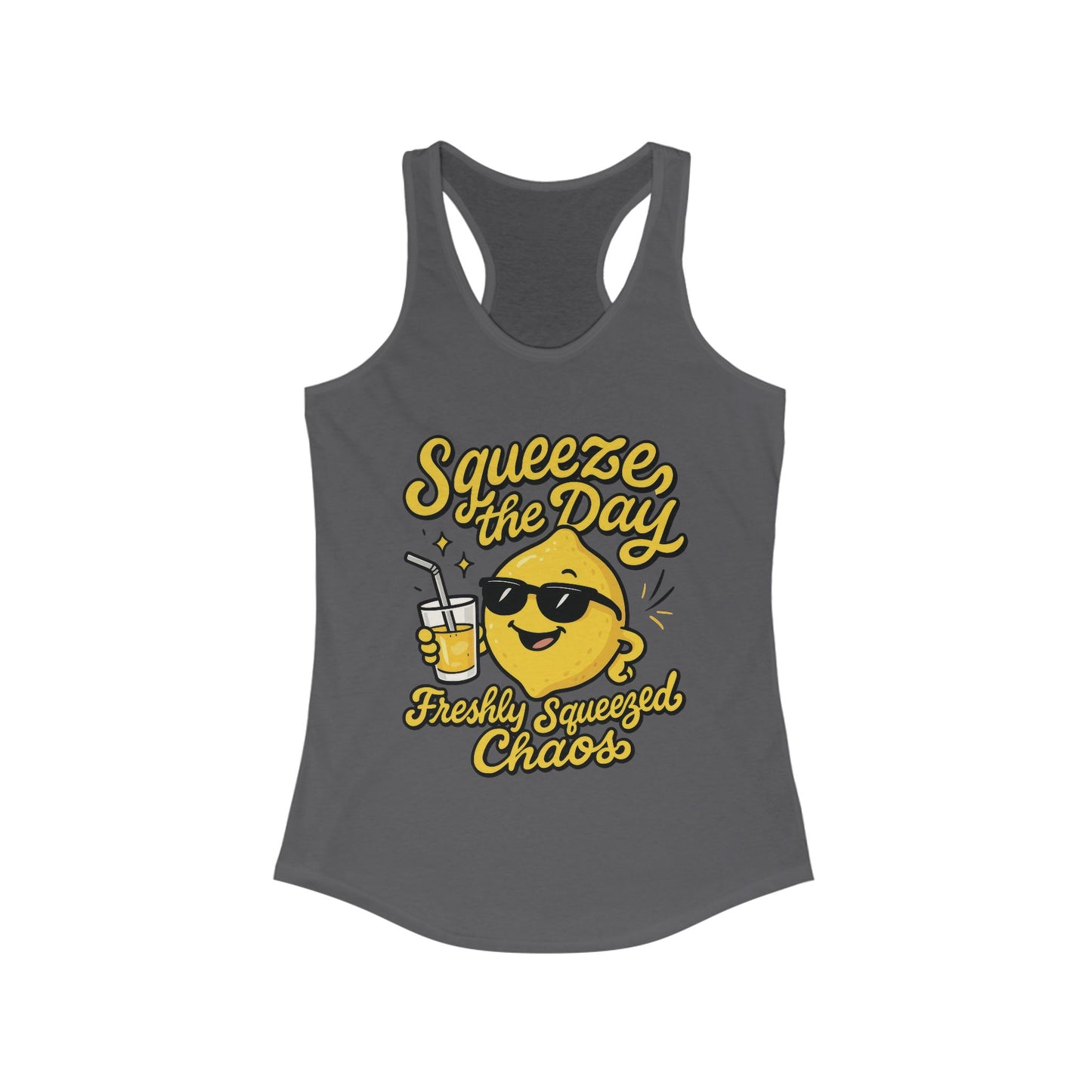 Freshly Squeezed Chaos Women's Racerback Tank Top, Fun Summer Apparel, Gift for Lemon Lovers, Cute Workout Top, Beach Ready, Casual Style