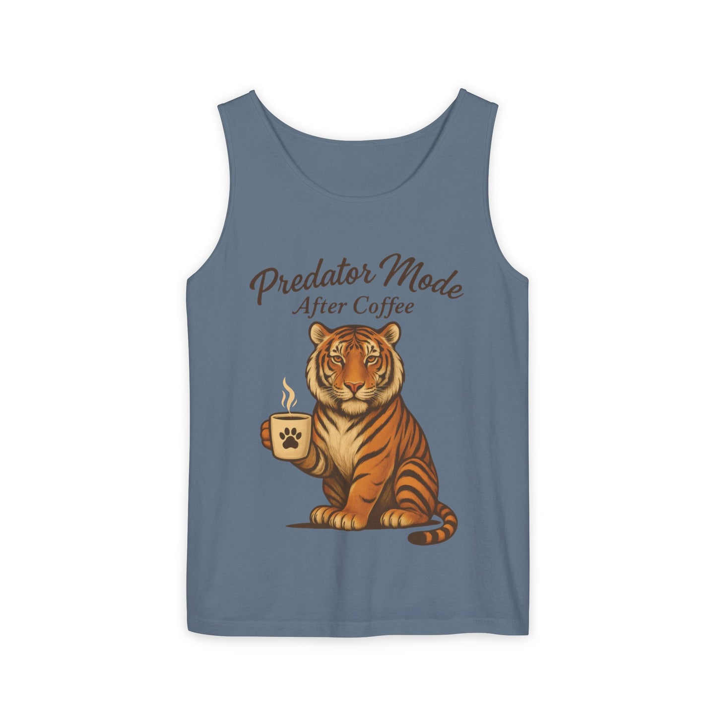 Predator Mode After Coffee Tank Top - Funny Coffee Lover Mens Muscle Tank - Tiger Caffeine Gym Shirt - Morning Motivation Top