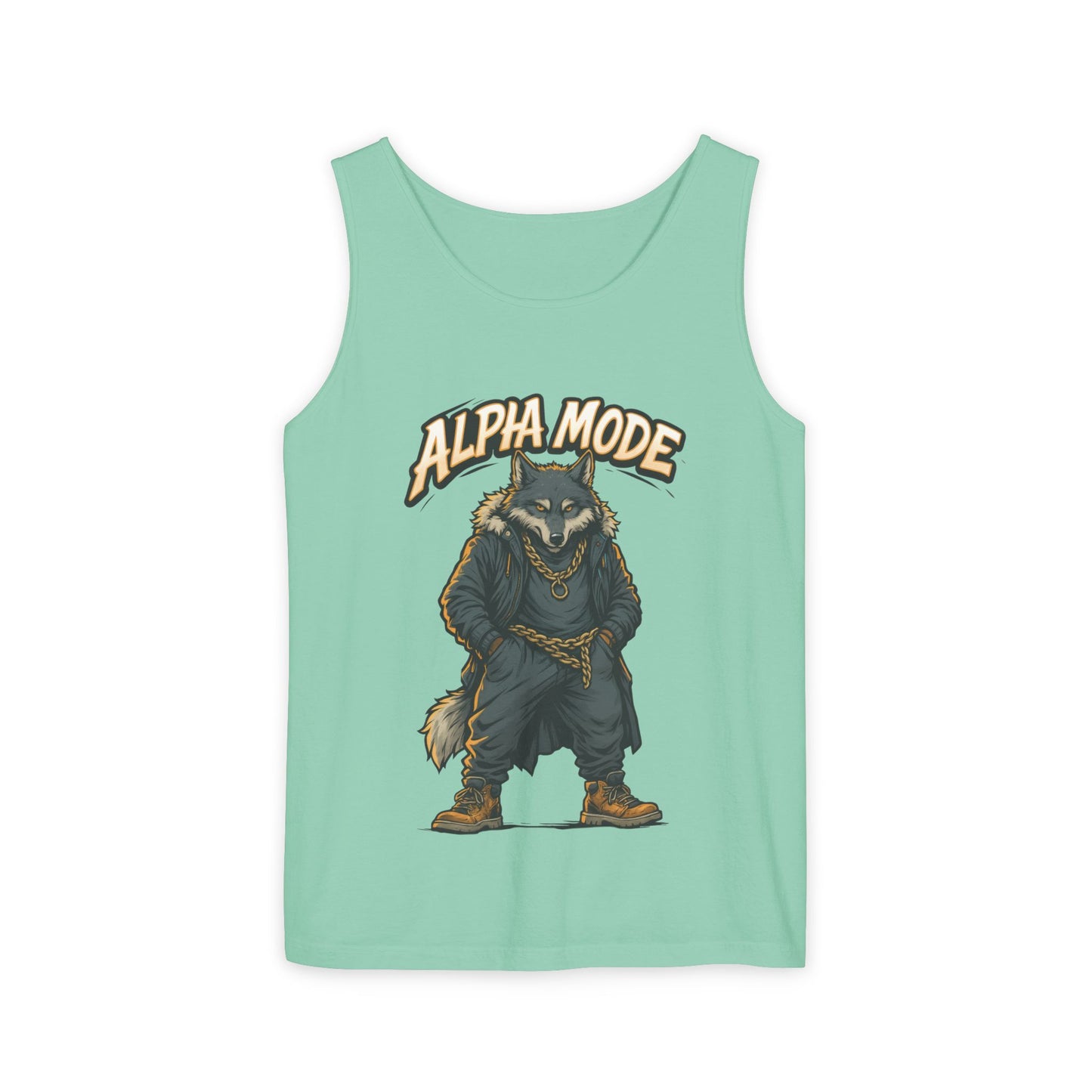 Alpha Mode Wolf Tank Top, Mens Hip Hop Gym Tank, Cool Streetwear Muscle Tank, Savage Wolf Graphic Top, Alpha Male Workout Shirt, Beachwear